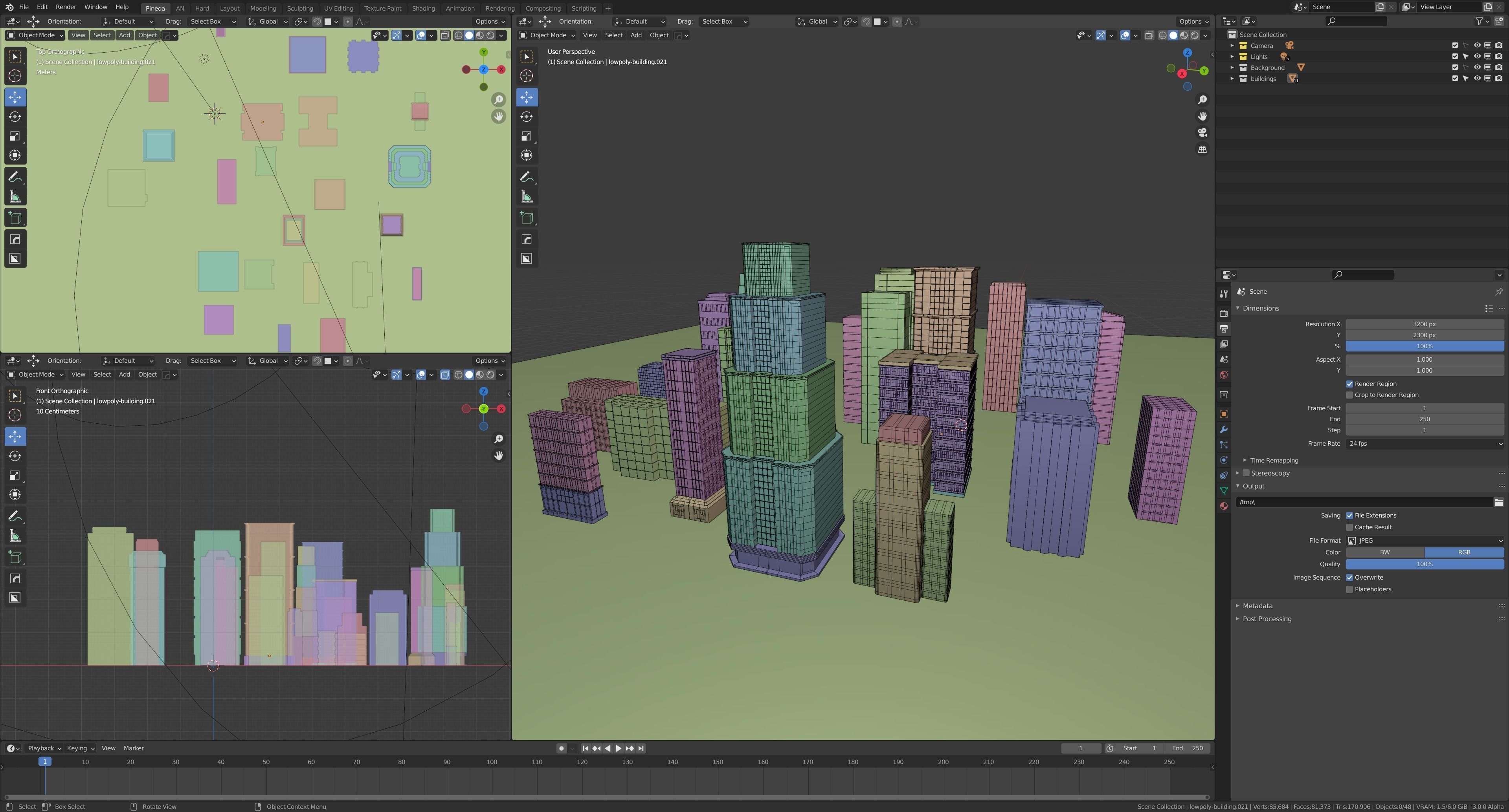 24 low poly buildings Low-poly 3D model_2
