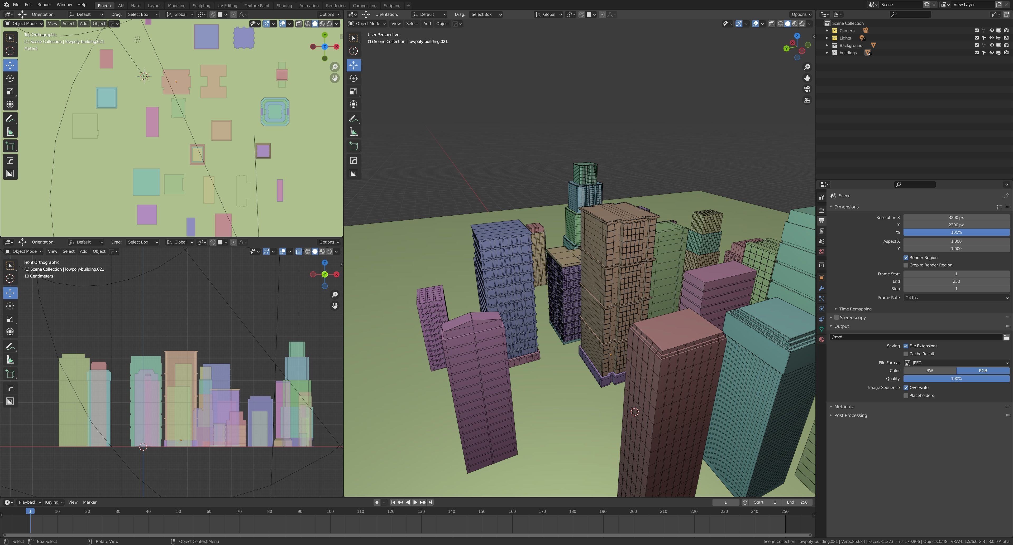 24 low poly buildings Low-poly 3D model_4