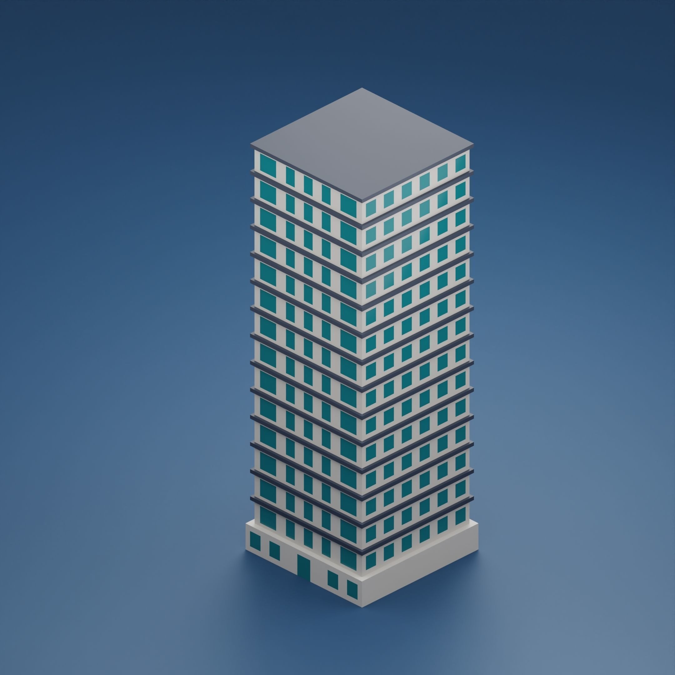 24 low poly buildings Low-poly 3D model_14