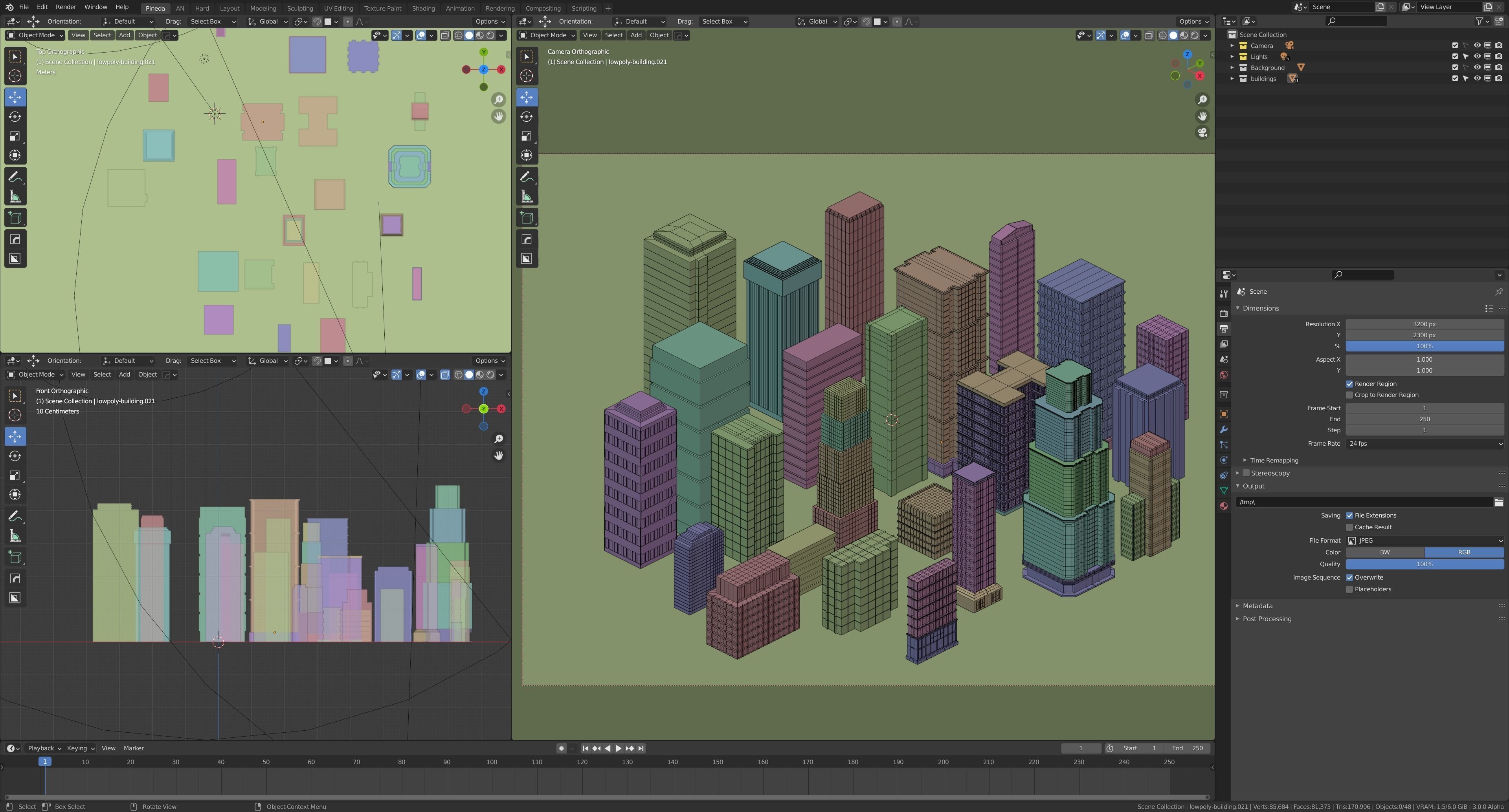 24 low poly buildings Low-poly 3D model_1