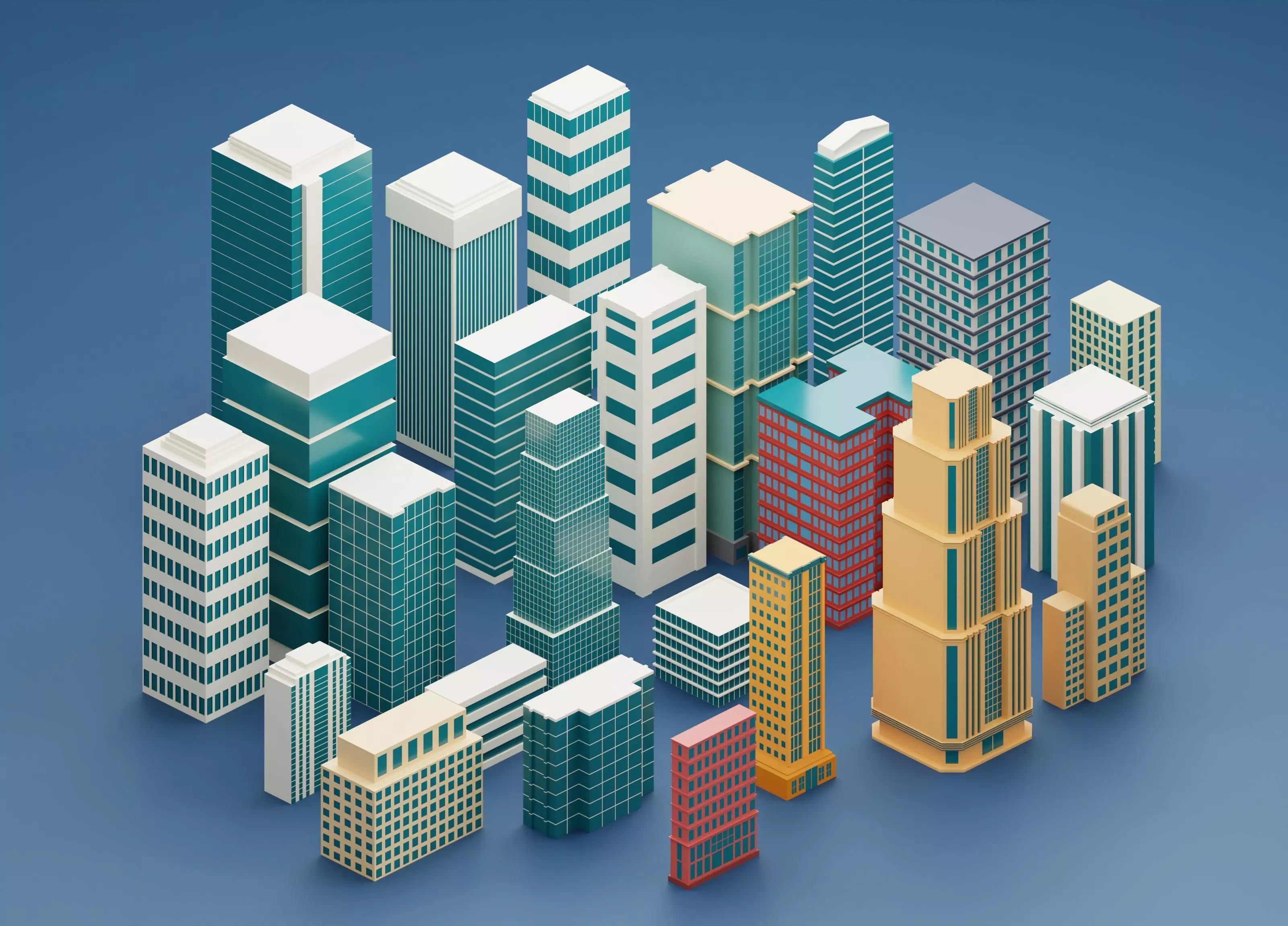 24 low poly buildings Low-poly 3D model_0