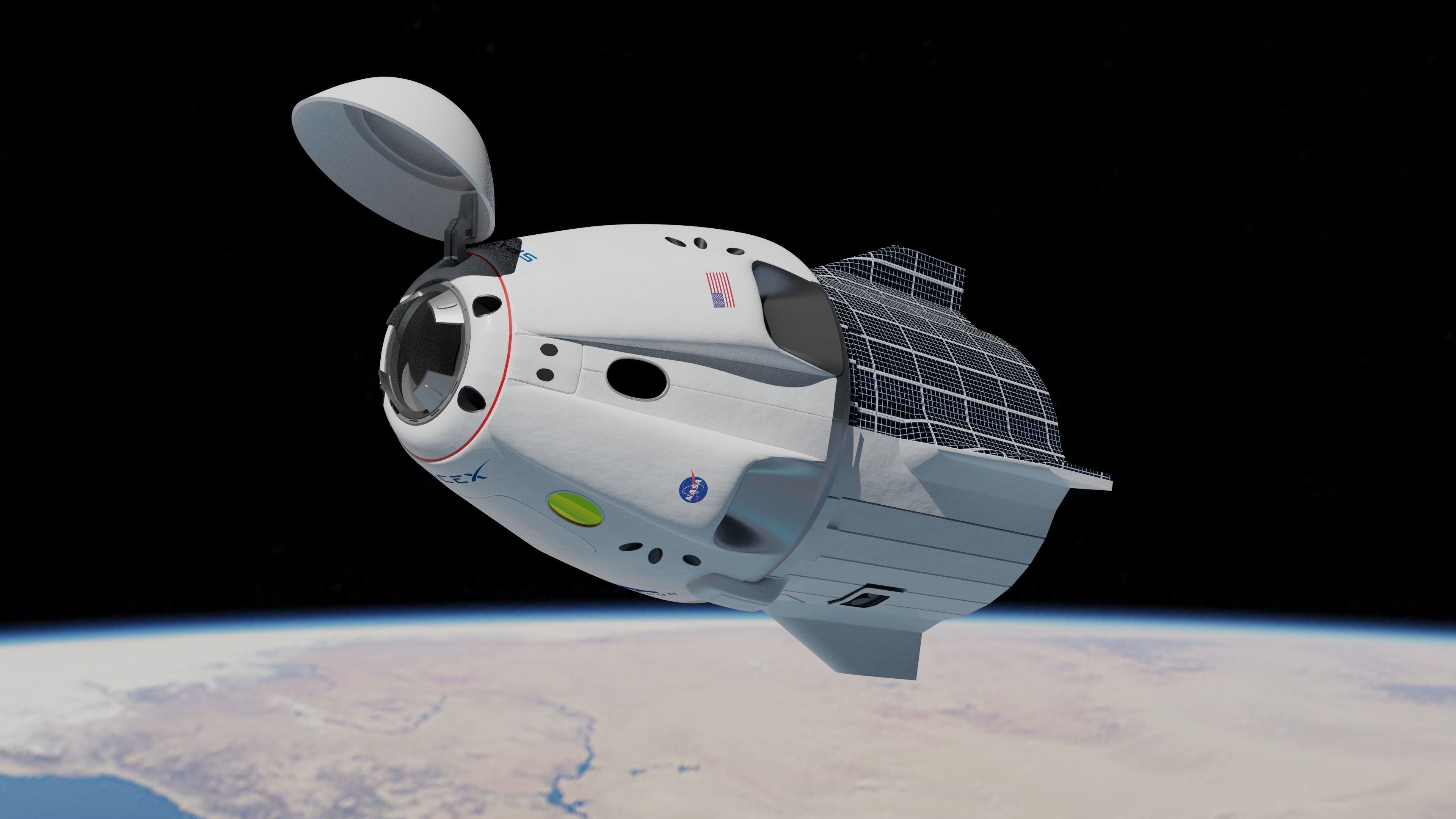 SpaceX Crew Dragon Spacecraft 3D model_1