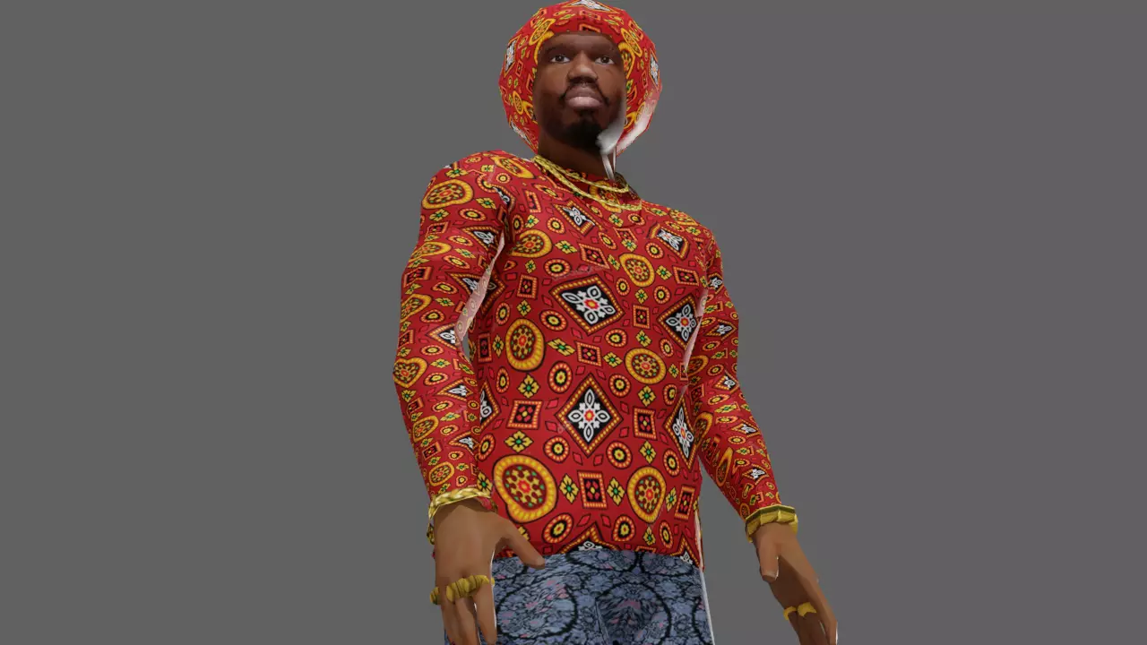 African Slumdog Rigged Character Low-poly 3D model