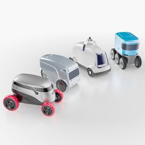 Delivery robots pack 4-in-1 3D model