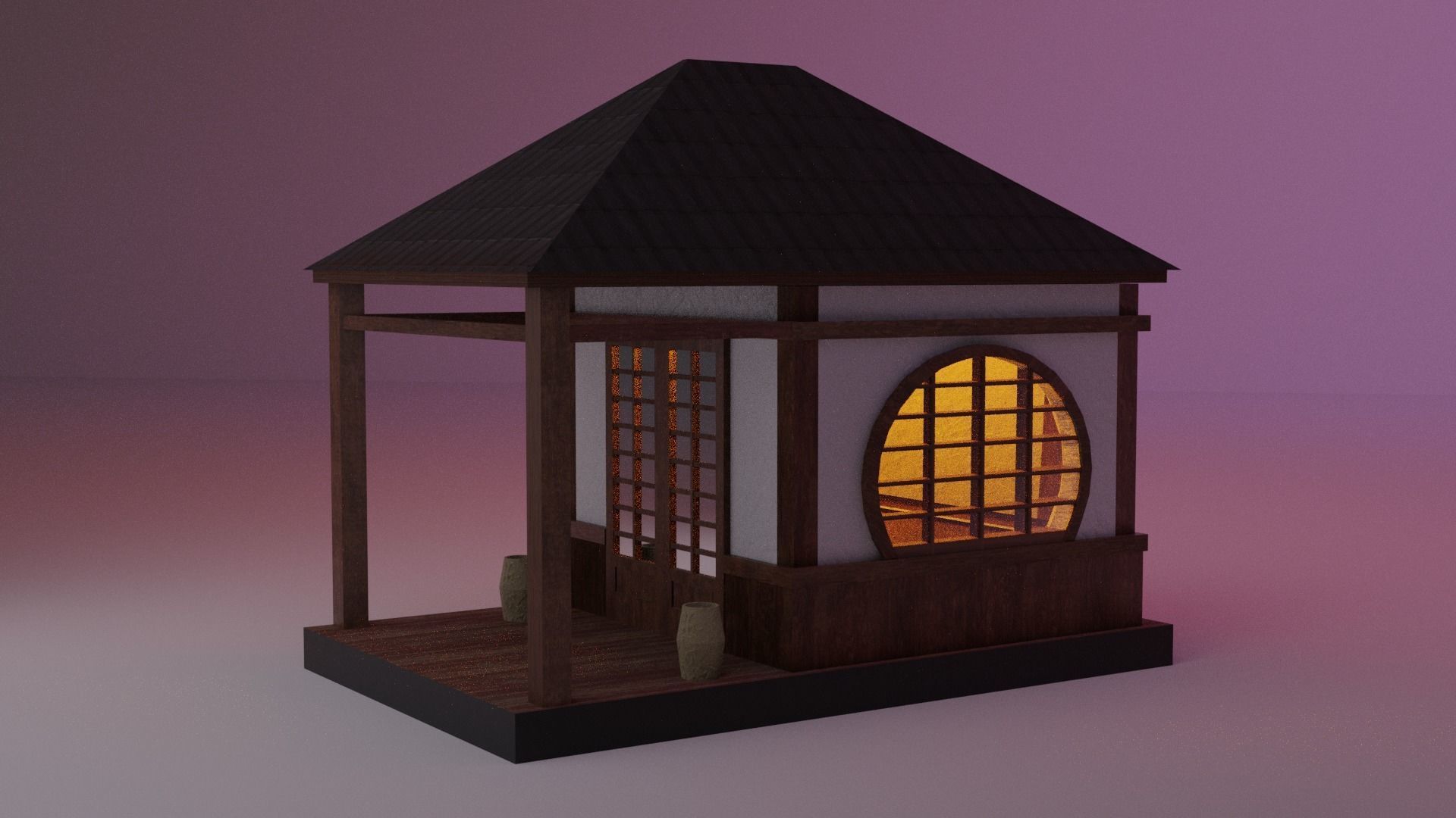 Japanese TeaHouse Clipart Build Free low-poly 3D model_1