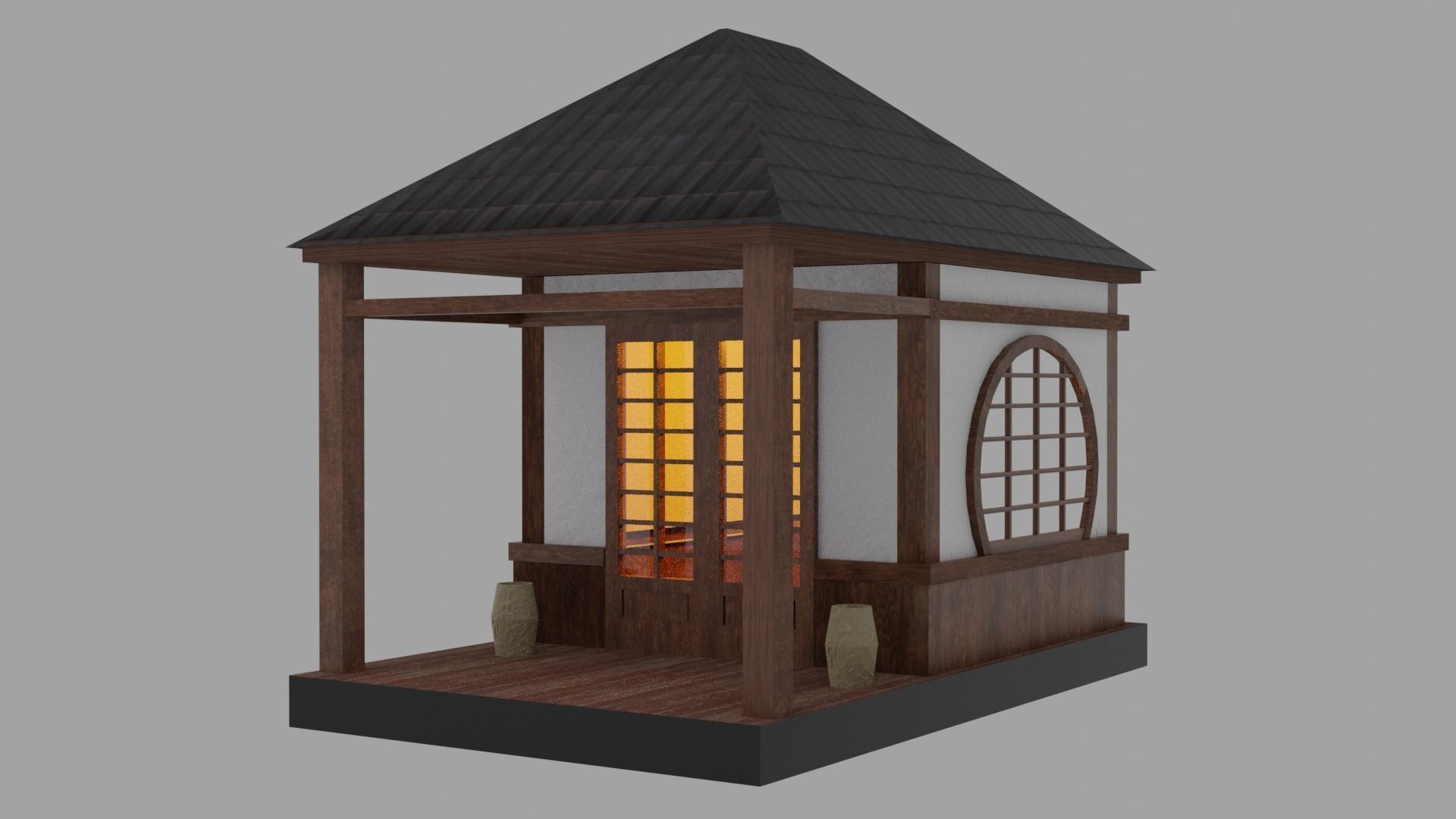 Japanese TeaHouse Clipart Build Free low-poly 3D model_4