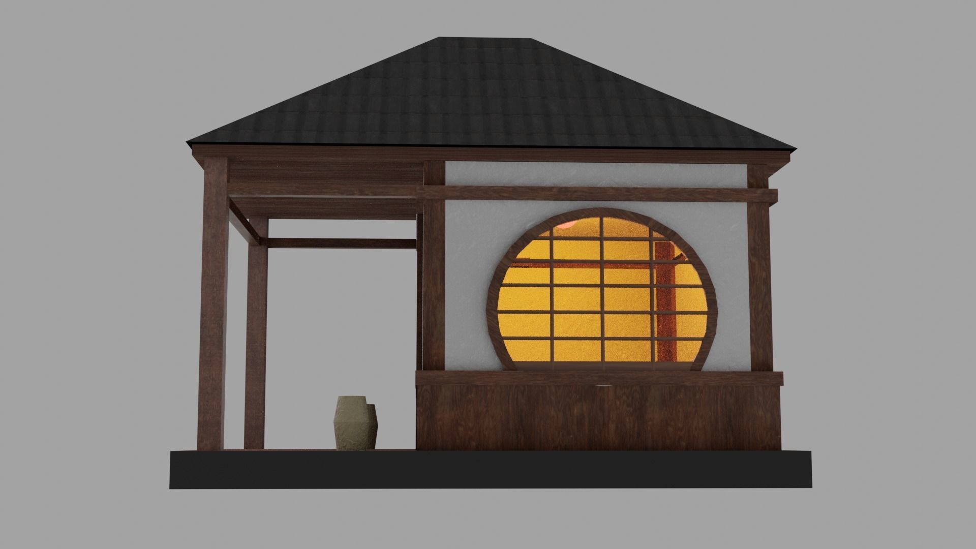 Japanese TeaHouse Clipart Build Free low-poly 3D model_7