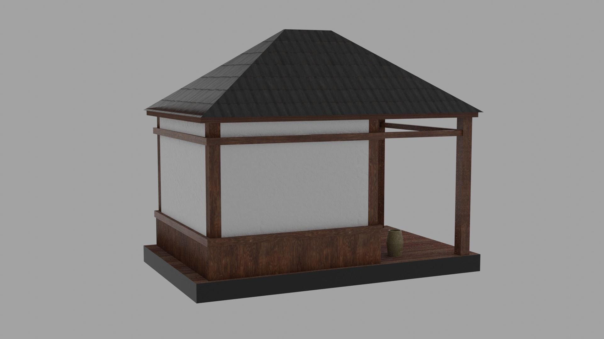 Japanese TeaHouse Clipart Build Free low-poly 3D model_6