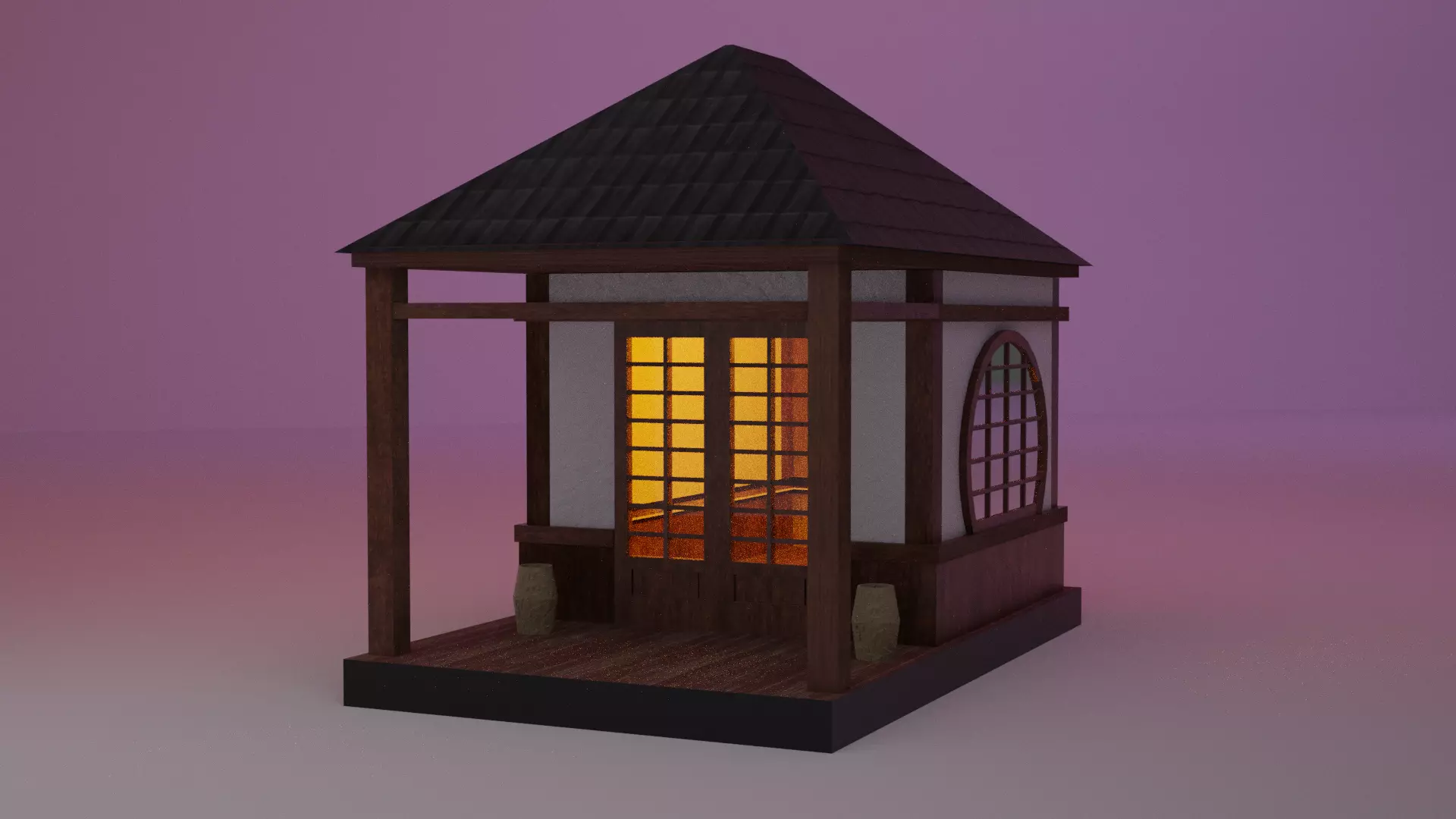 Japanese TeaHouse Clipart Build Free low-poly 3D model_0