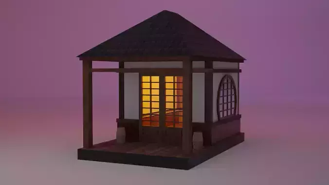Japanese TeaHouse Clipart Build Free low-poly 3D model
