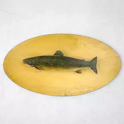 Antique Painted Carved Wood Fish Wall Sculpture 1