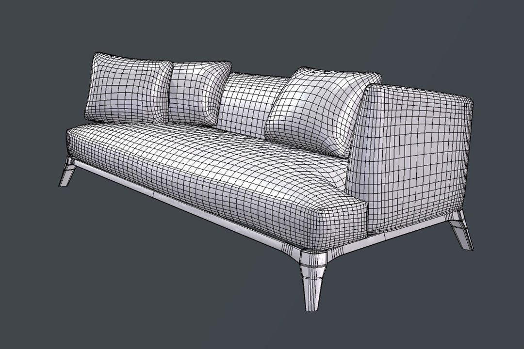 sofa moderno  Low-poly 3D model_6