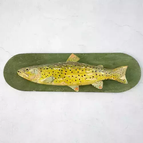 Antique Painted Carved Wood Fish Wall Sculpture 3