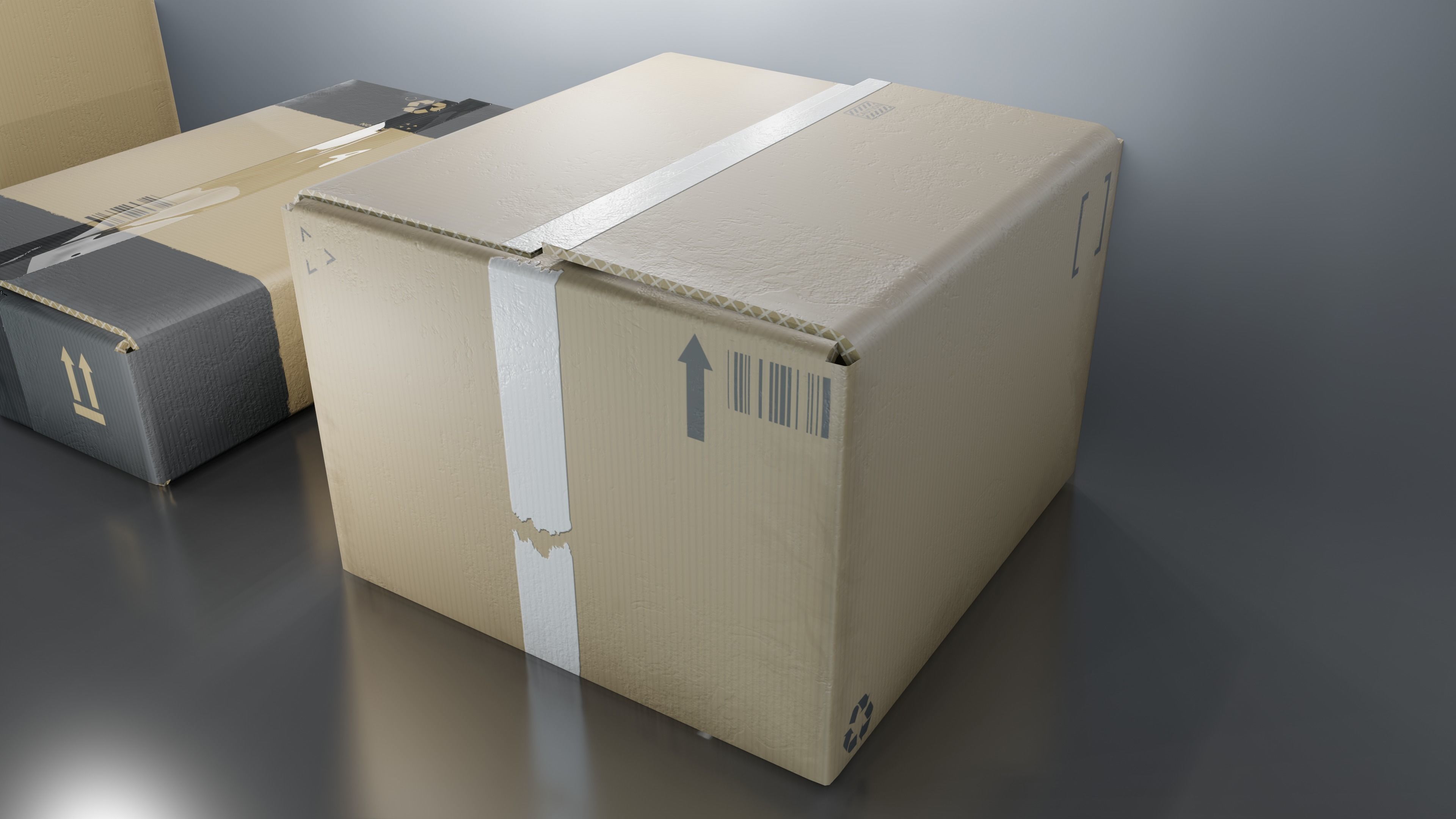 Cardboard Box pack  Low-poly 3D model_28