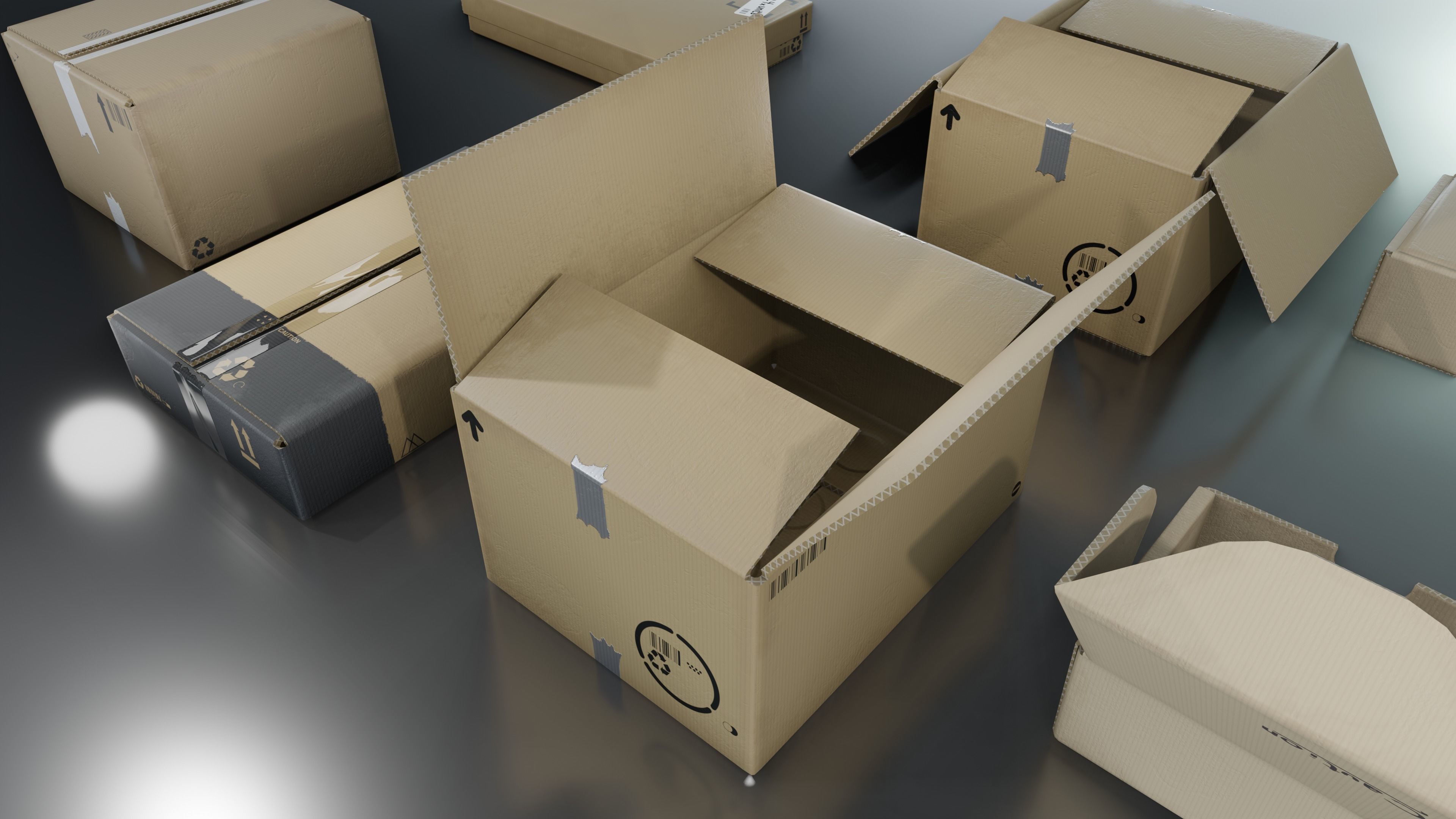 Cardboard Box pack  Low-poly 3D model_23