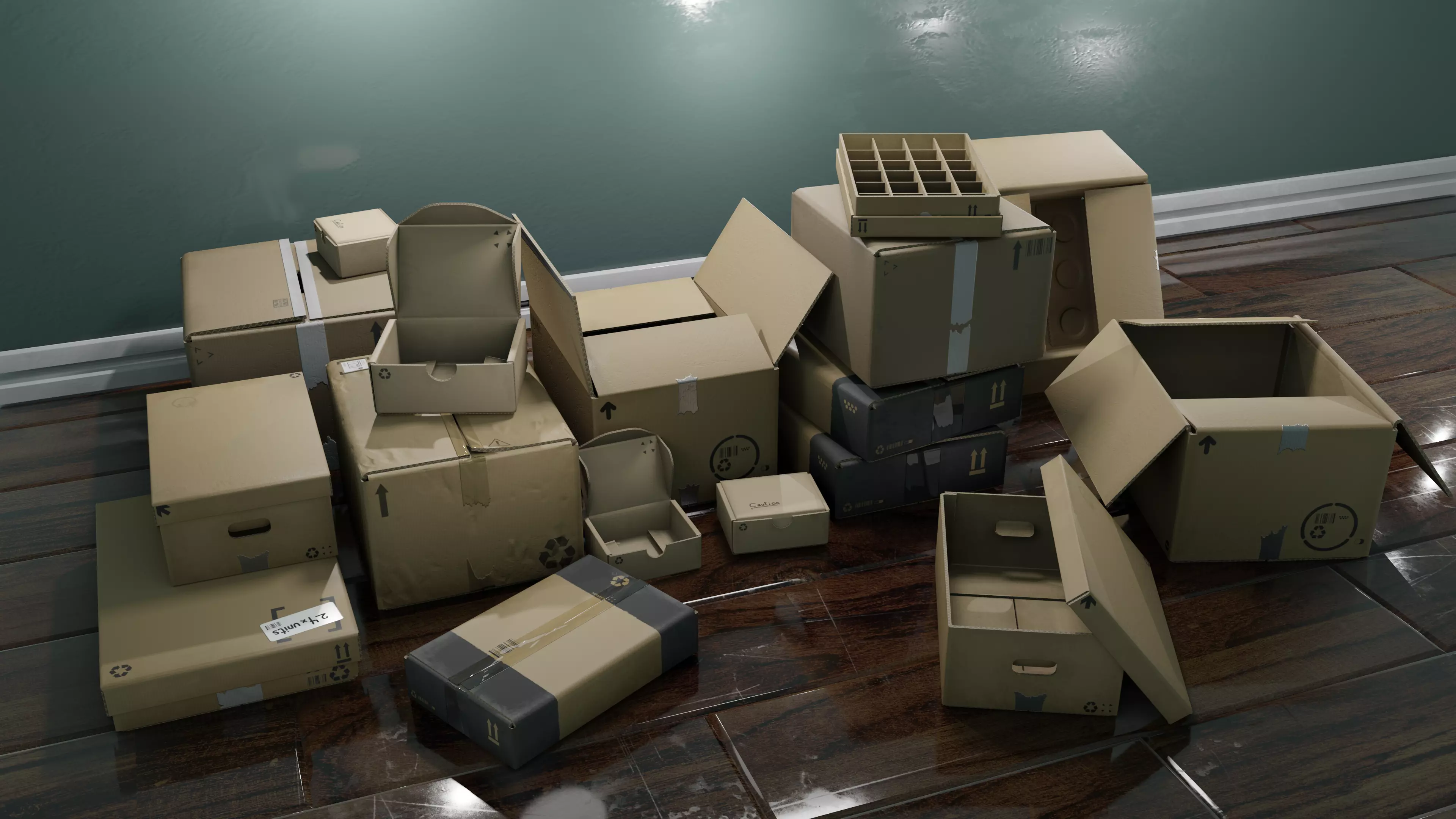 Cardboard Box pack  Low-poly 3D model_0