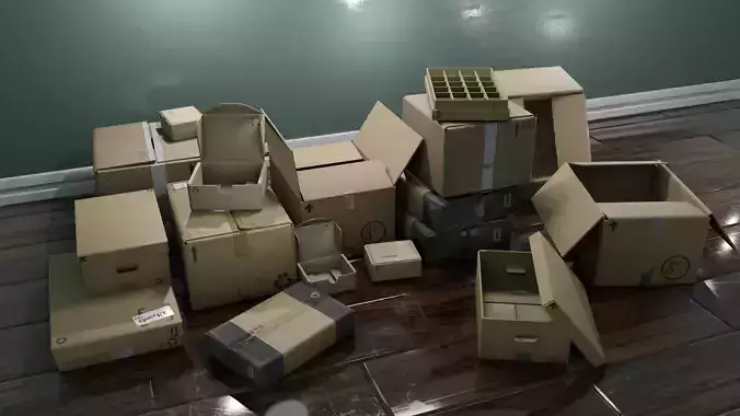 Cardboard Box pack  Low-poly 3D model