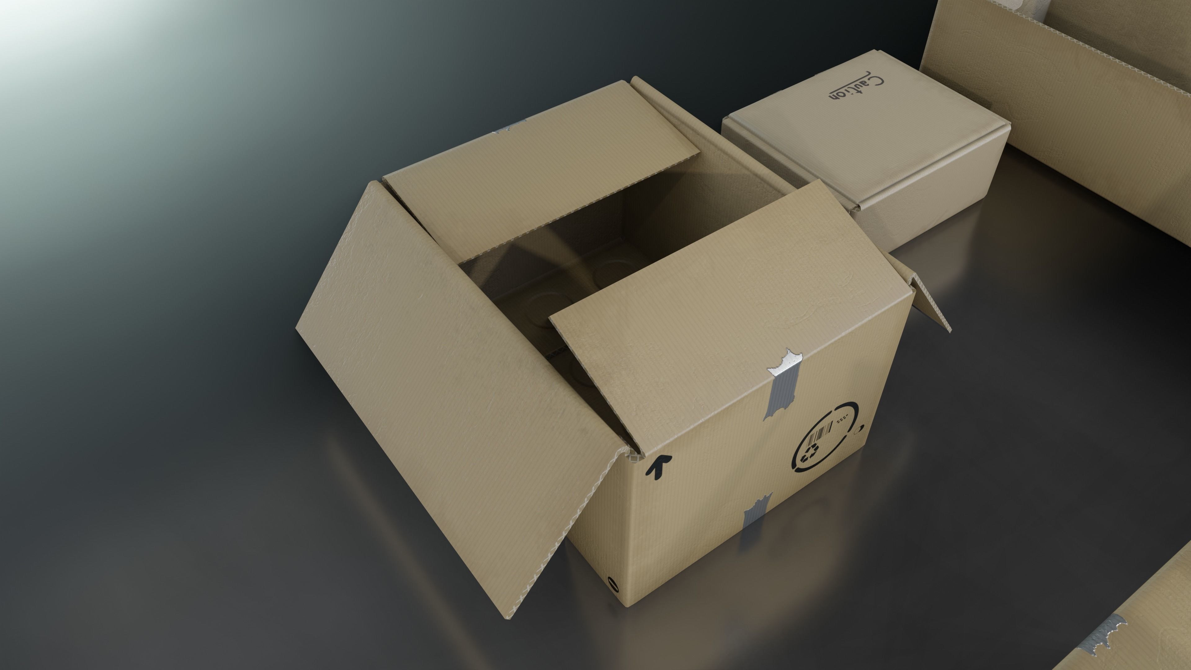Cardboard Box pack  Low-poly 3D model_8
