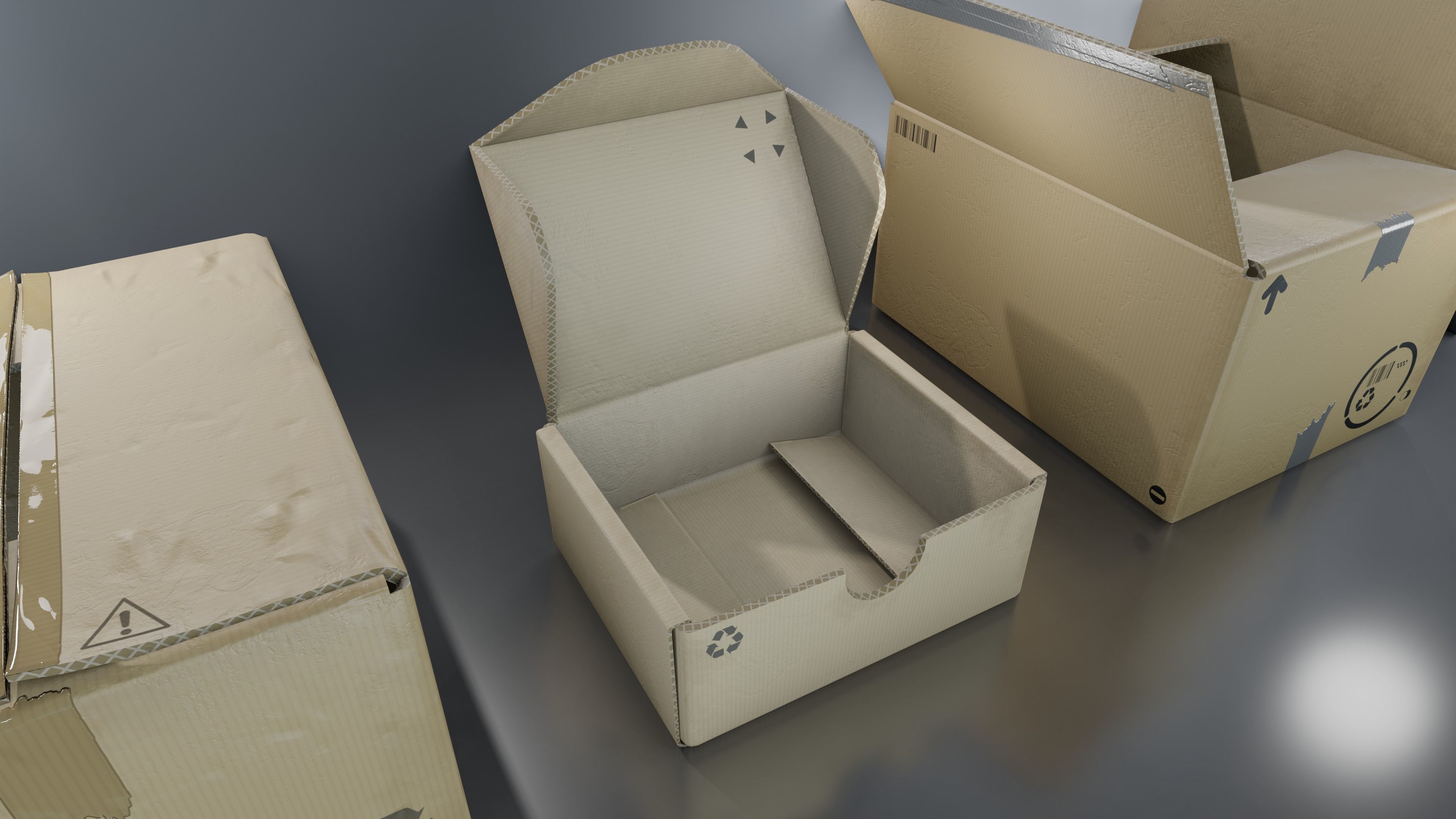 Cardboard Box pack  Low-poly 3D model_21