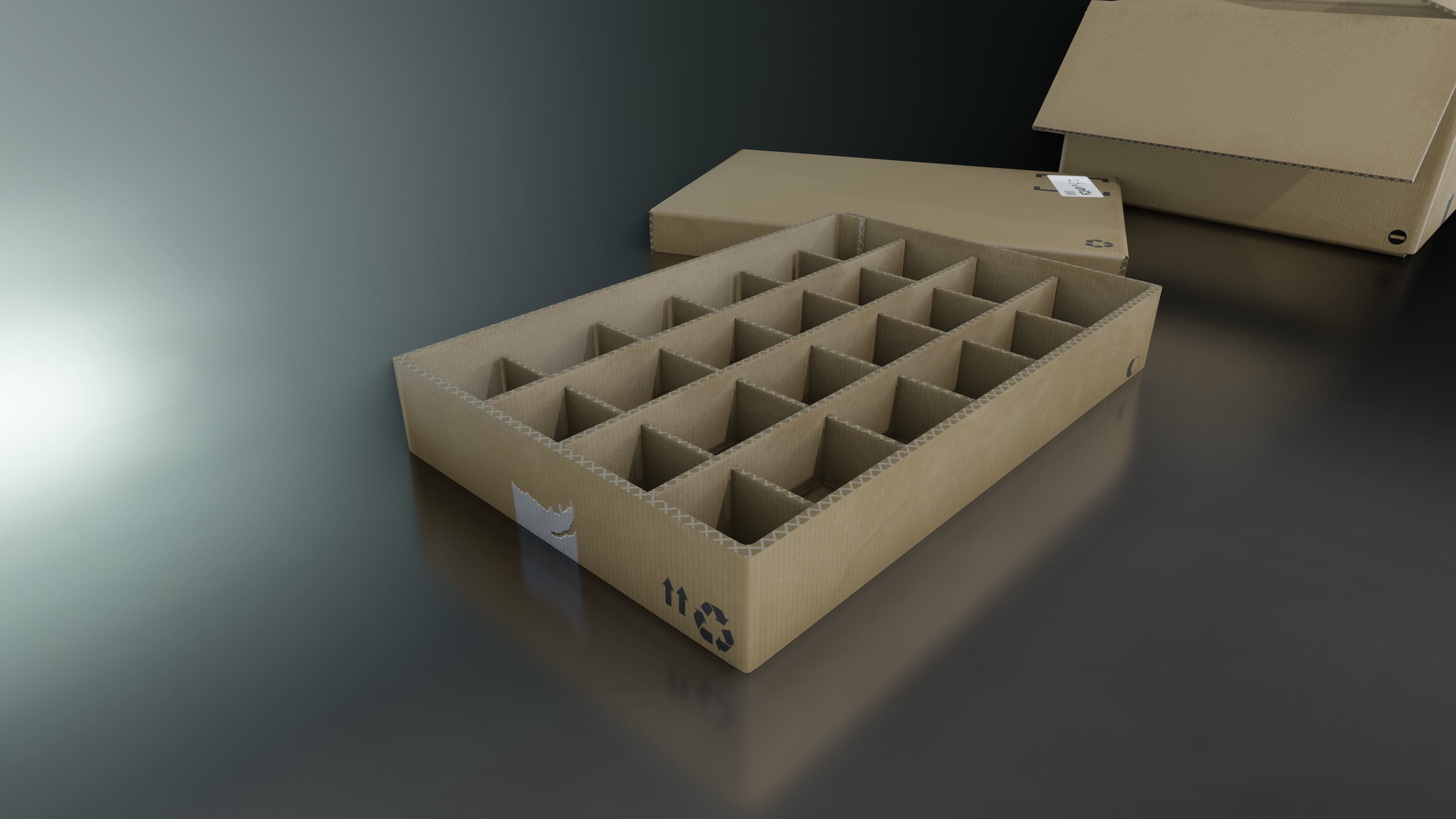 Cardboard Box pack  Low-poly 3D model_3