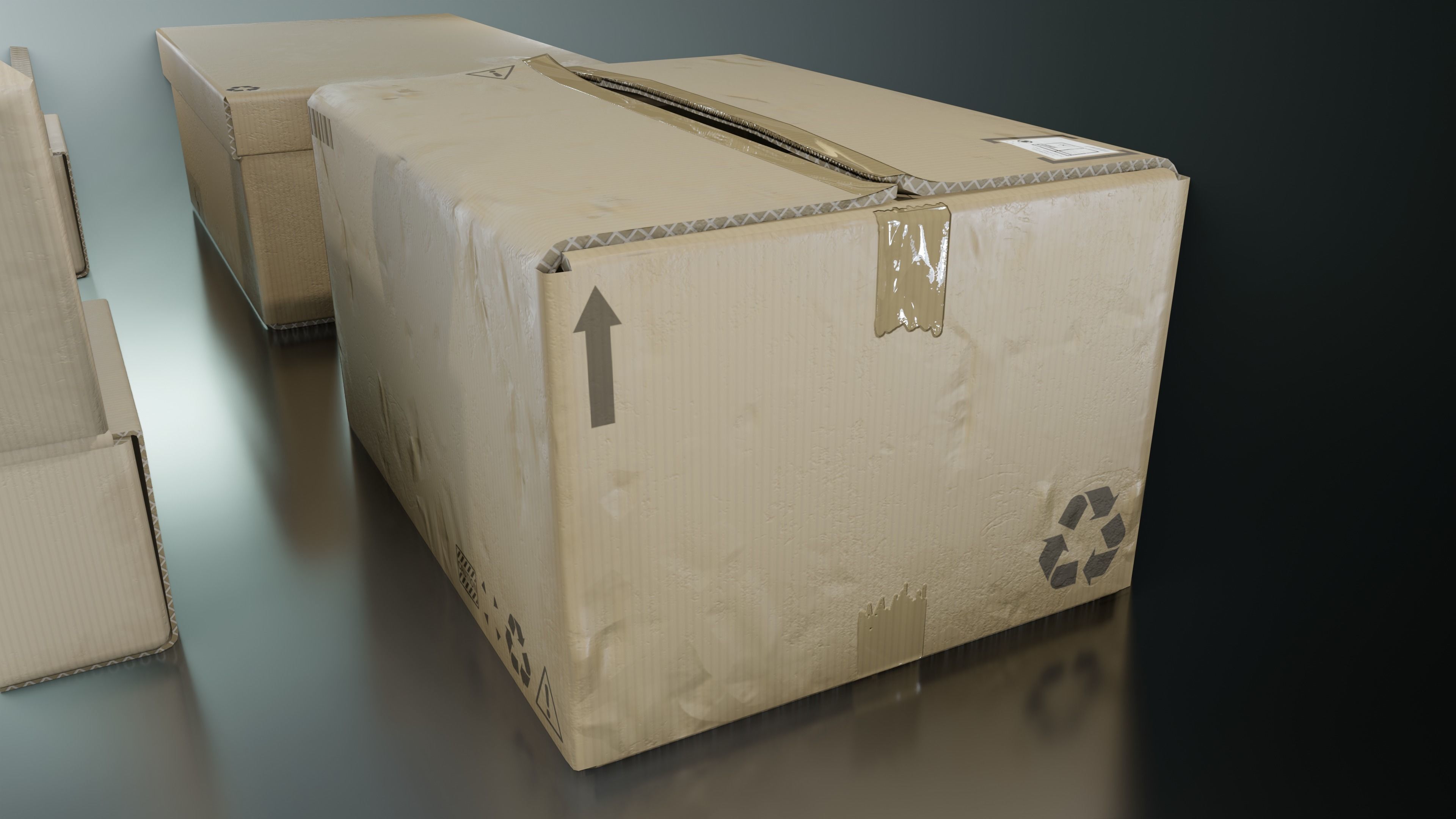 Cardboard Box pack  Low-poly 3D model_19
