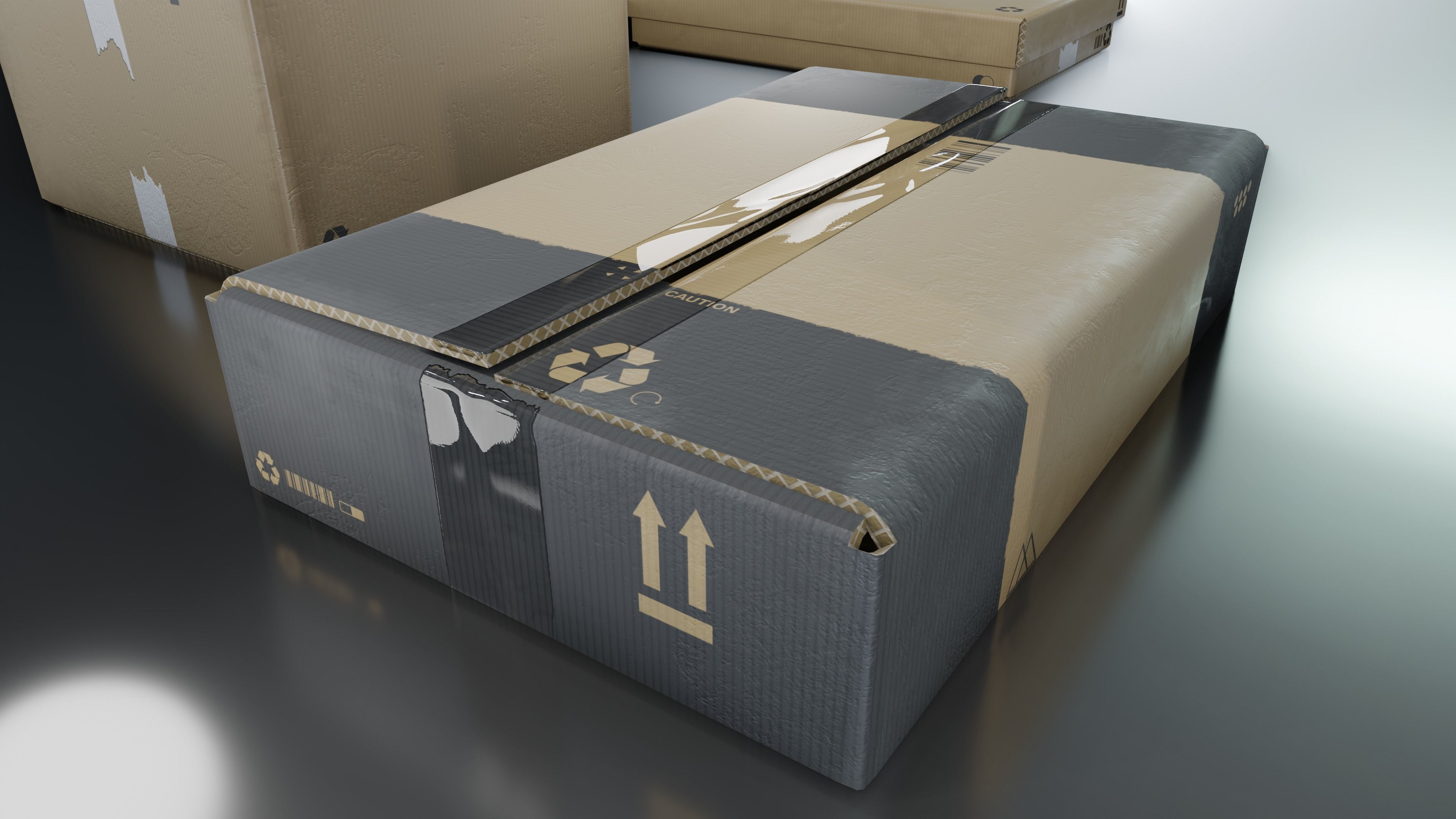 Cardboard Box pack  Low-poly 3D model_26