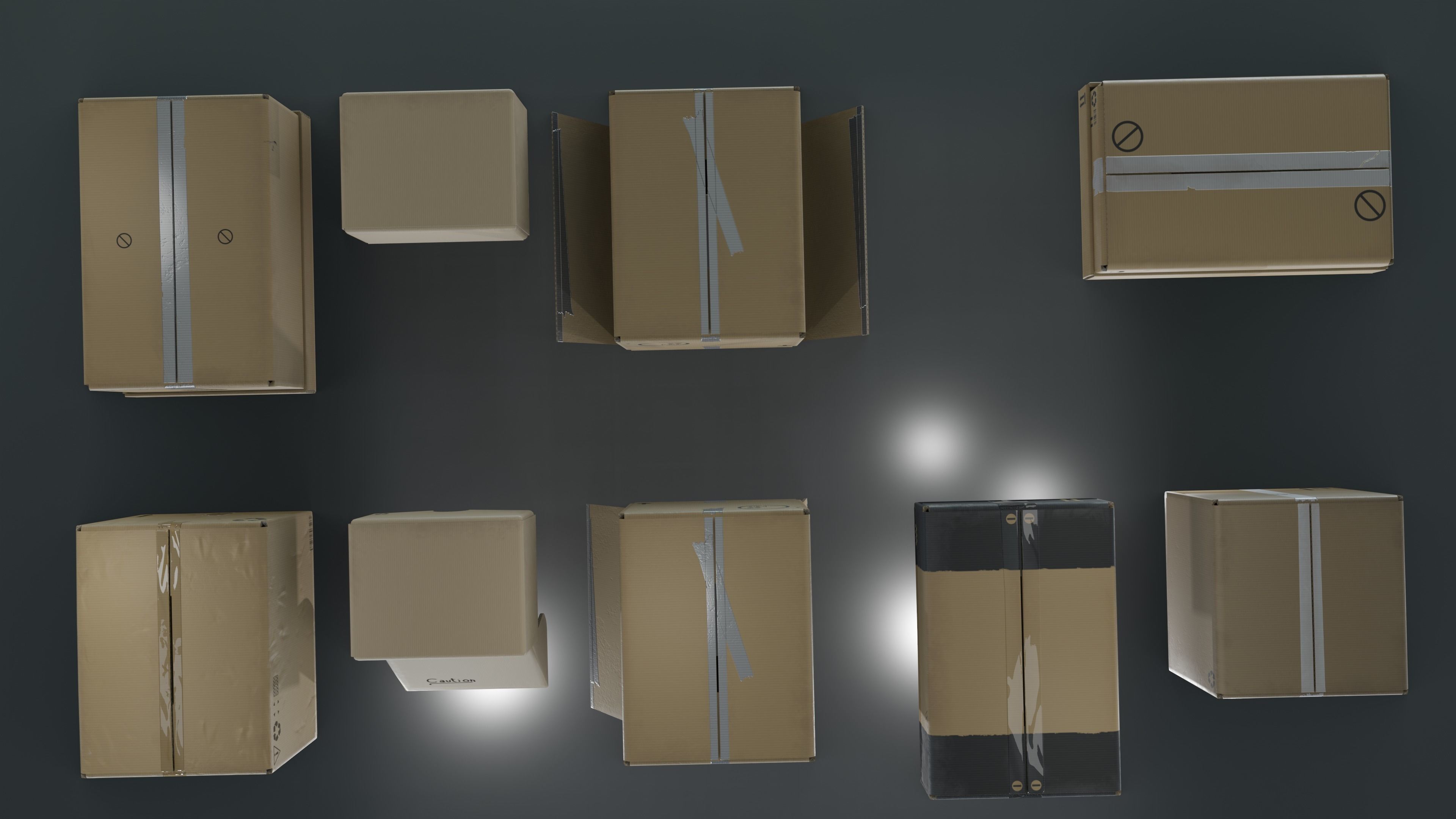 Cardboard Box pack  Low-poly 3D model_30