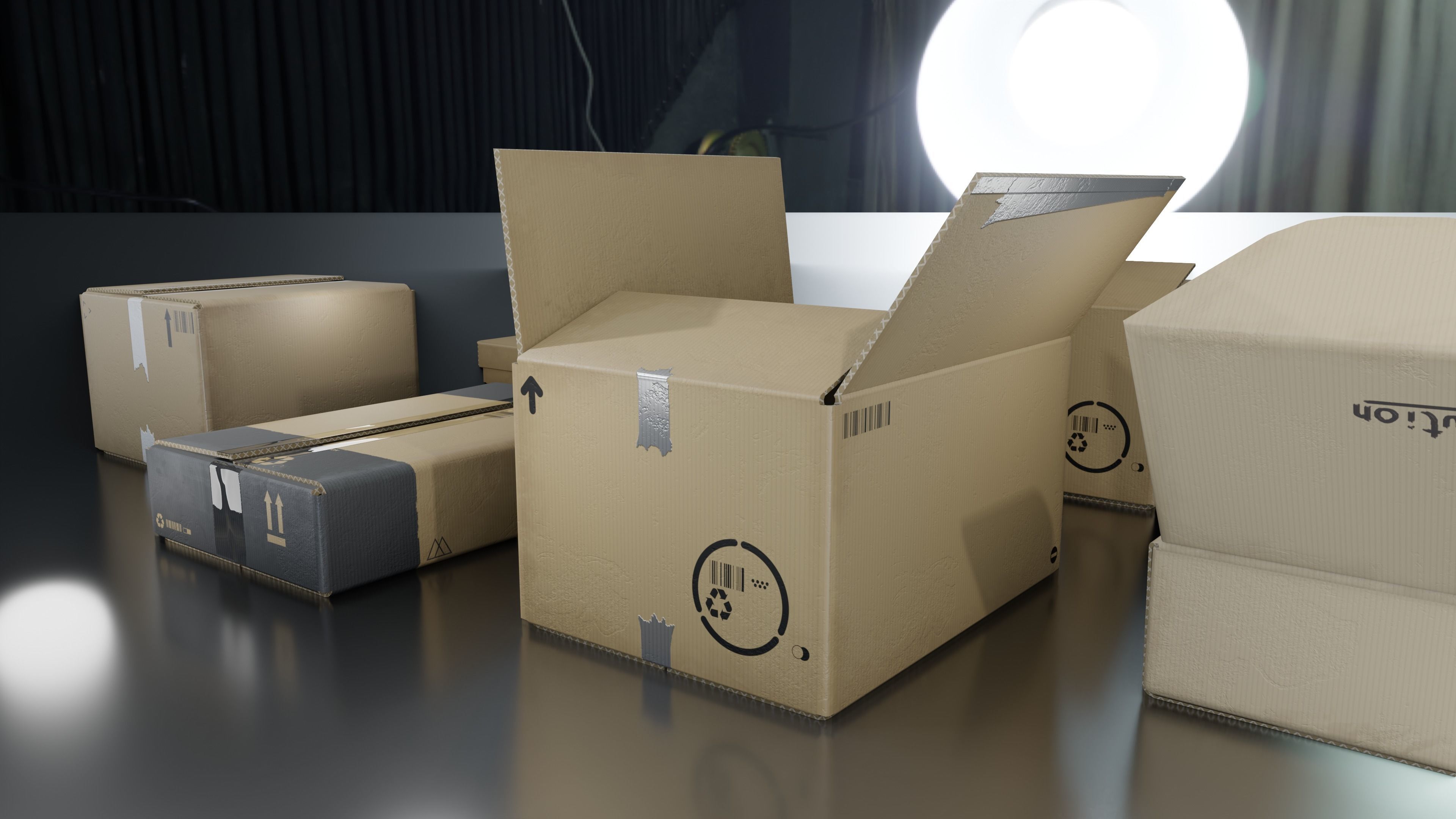 Cardboard Box pack  Low-poly 3D model_24
