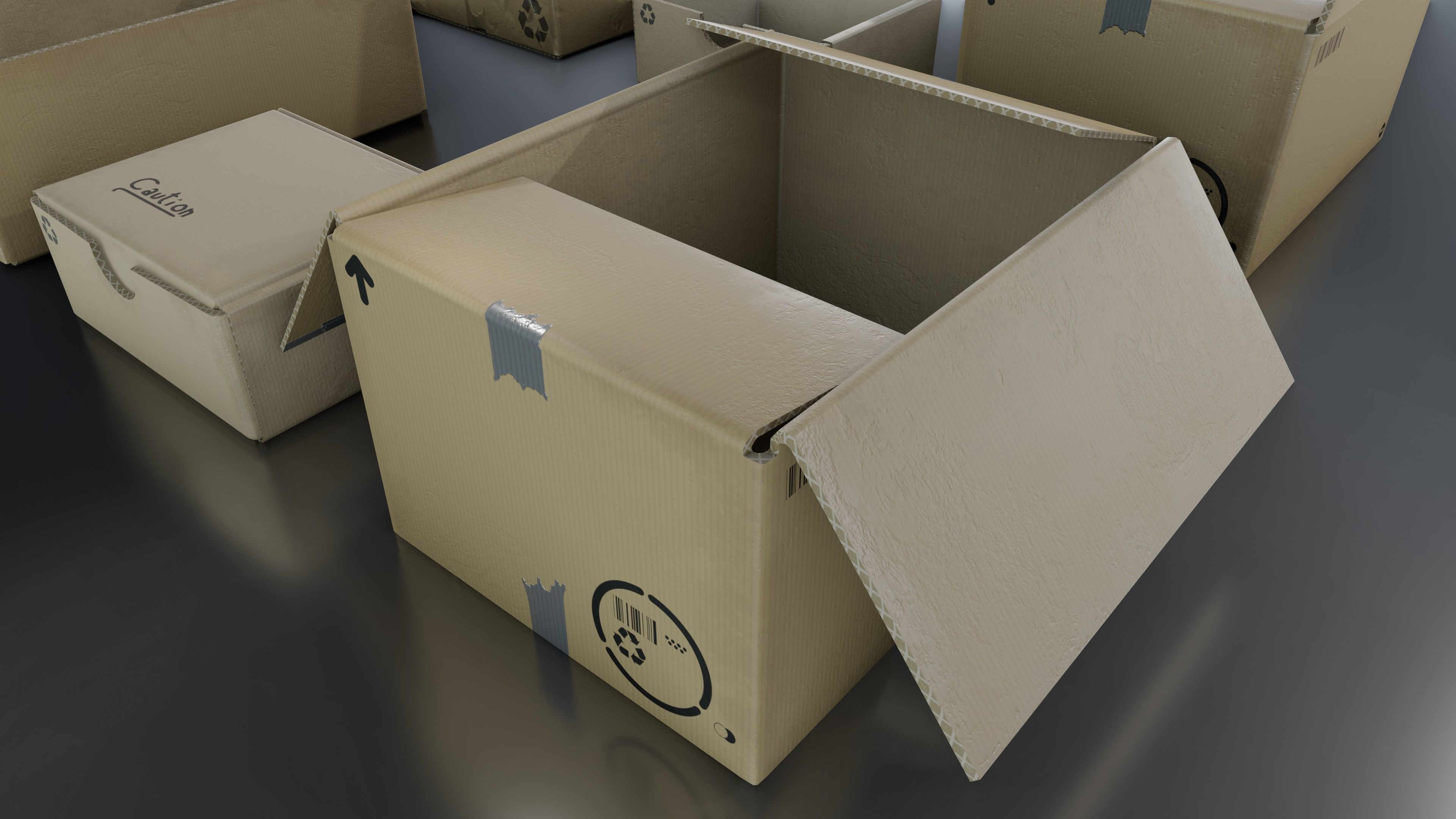 Cardboard Box pack  Low-poly 3D model_7