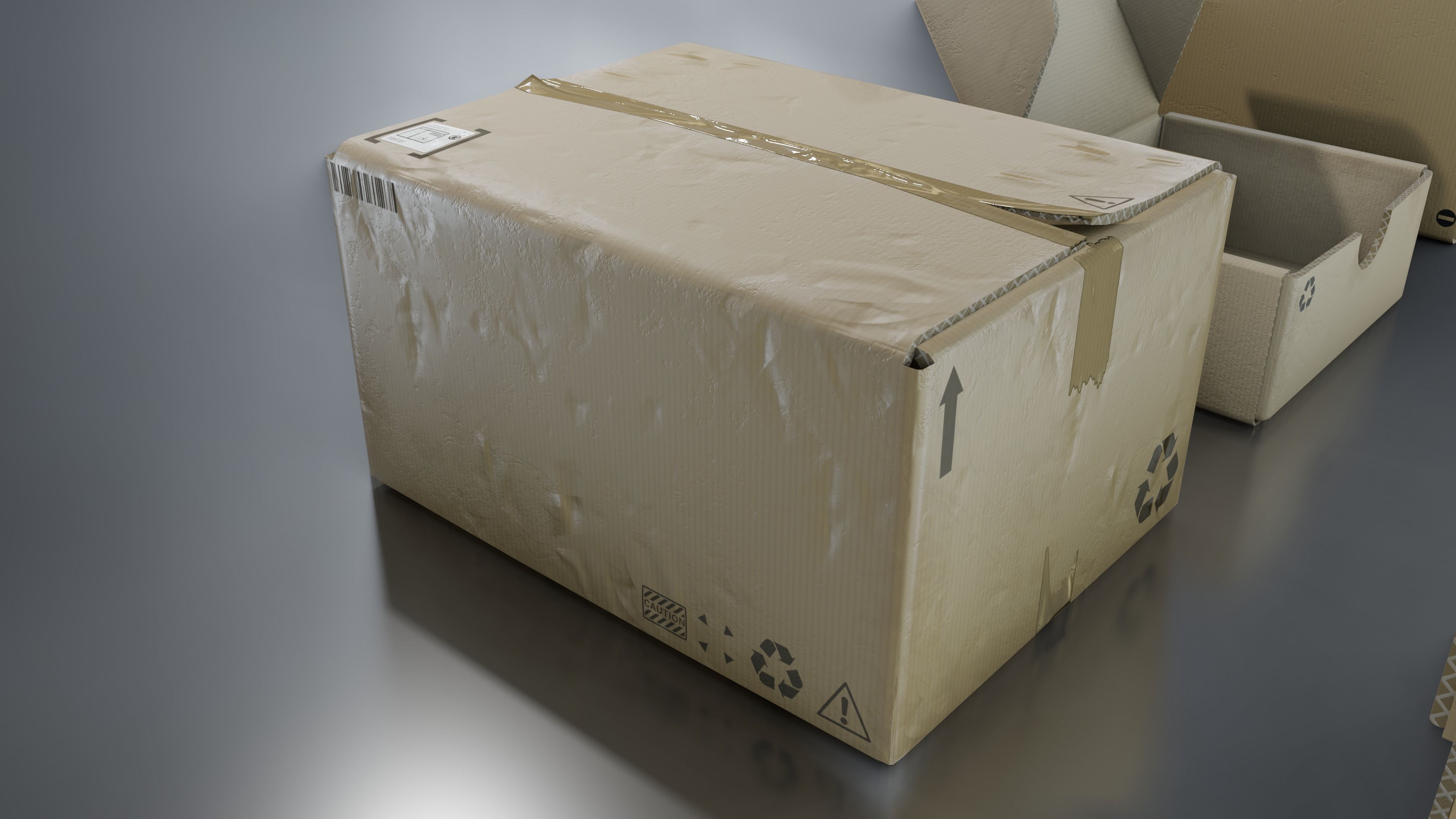 Cardboard Box pack  Low-poly 3D model_18