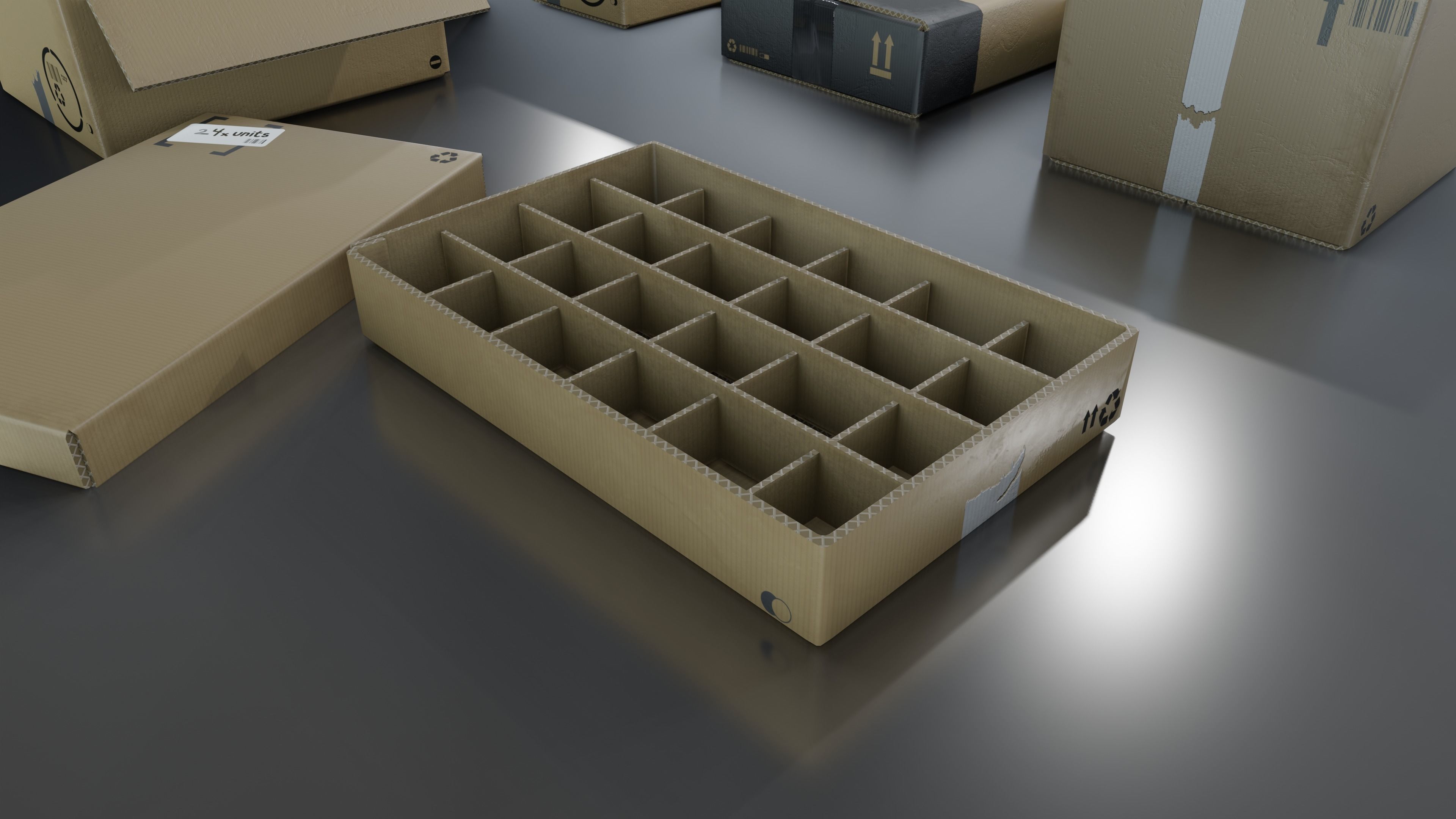 Cardboard Box pack  Low-poly 3D model_4
