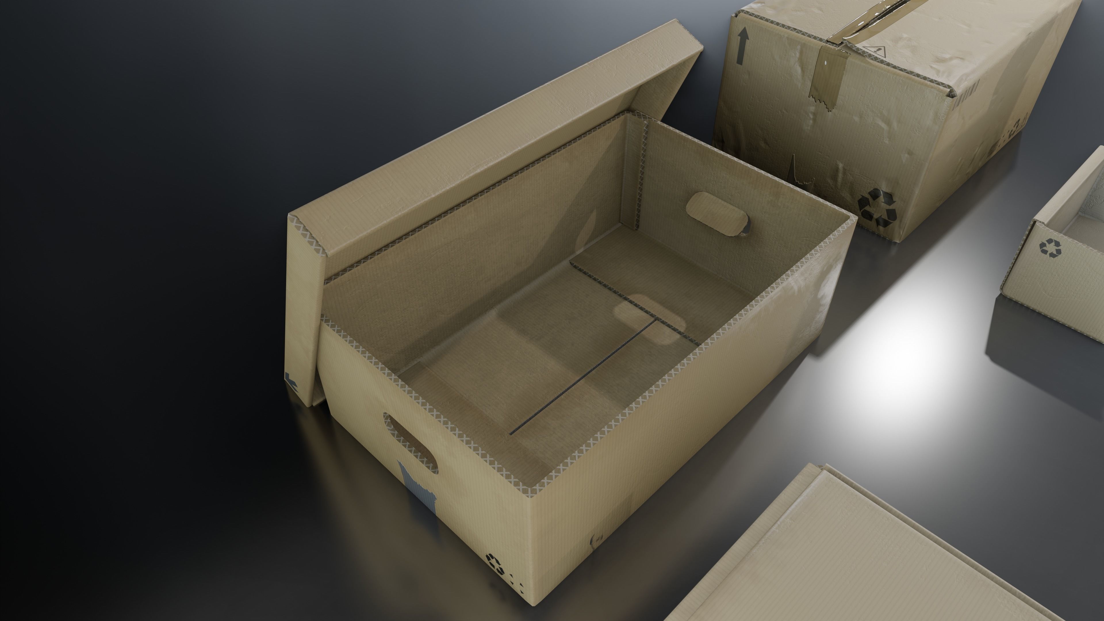 Cardboard Box pack  Low-poly 3D model_11