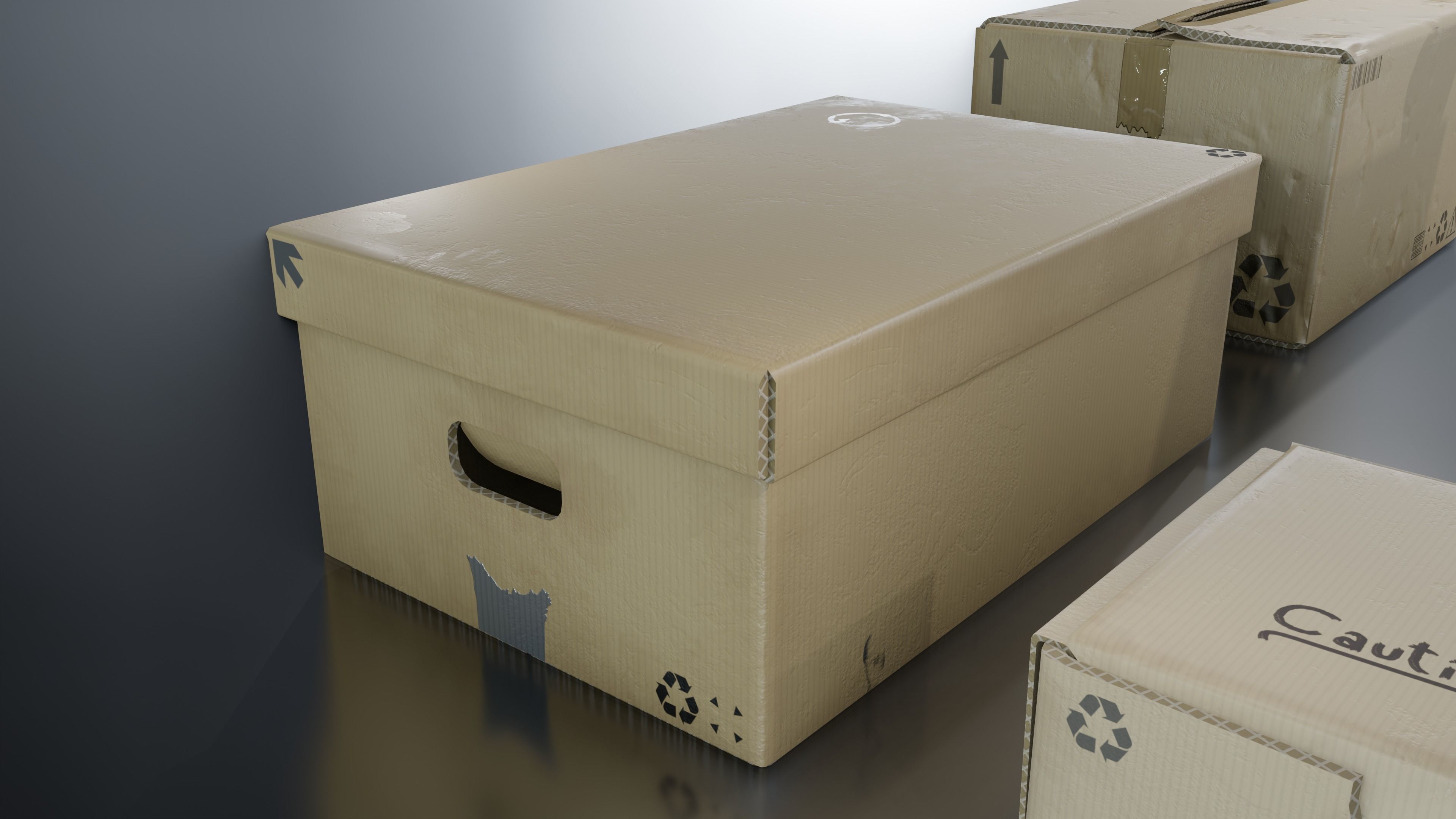 Cardboard Box pack  Low-poly 3D model_14