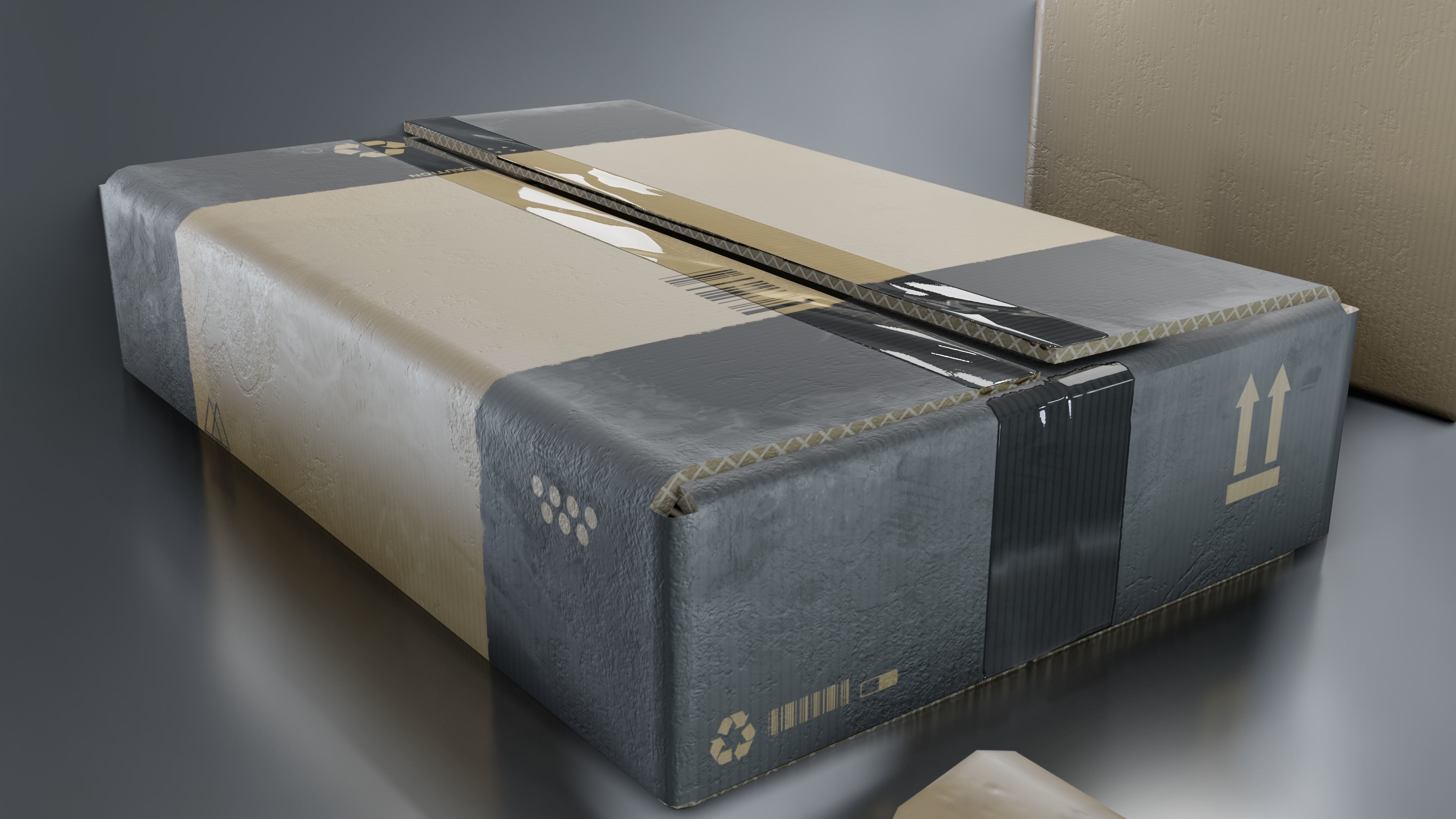 Cardboard Box pack  Low-poly 3D model_27