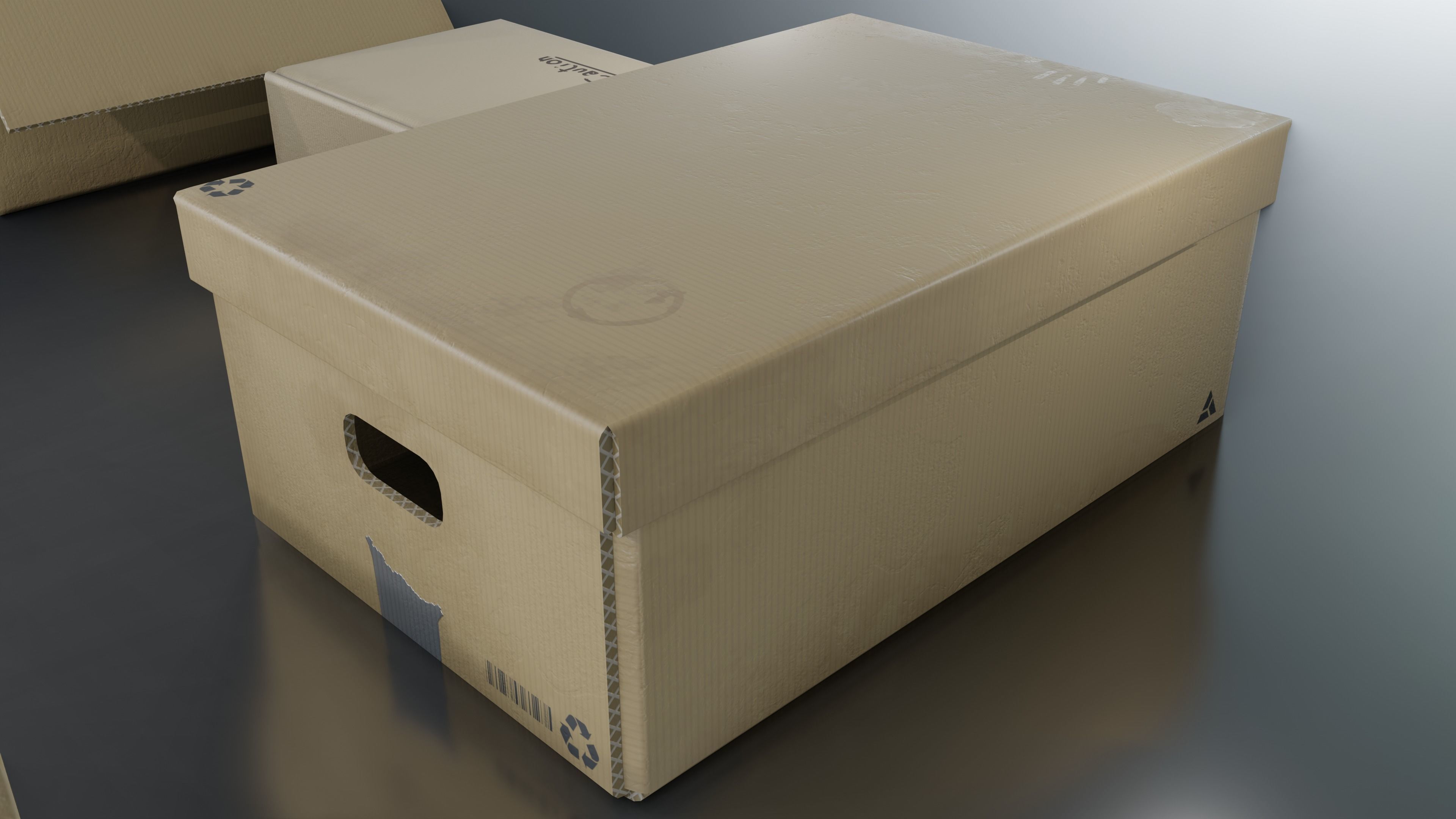 Cardboard Box pack  Low-poly 3D model_15