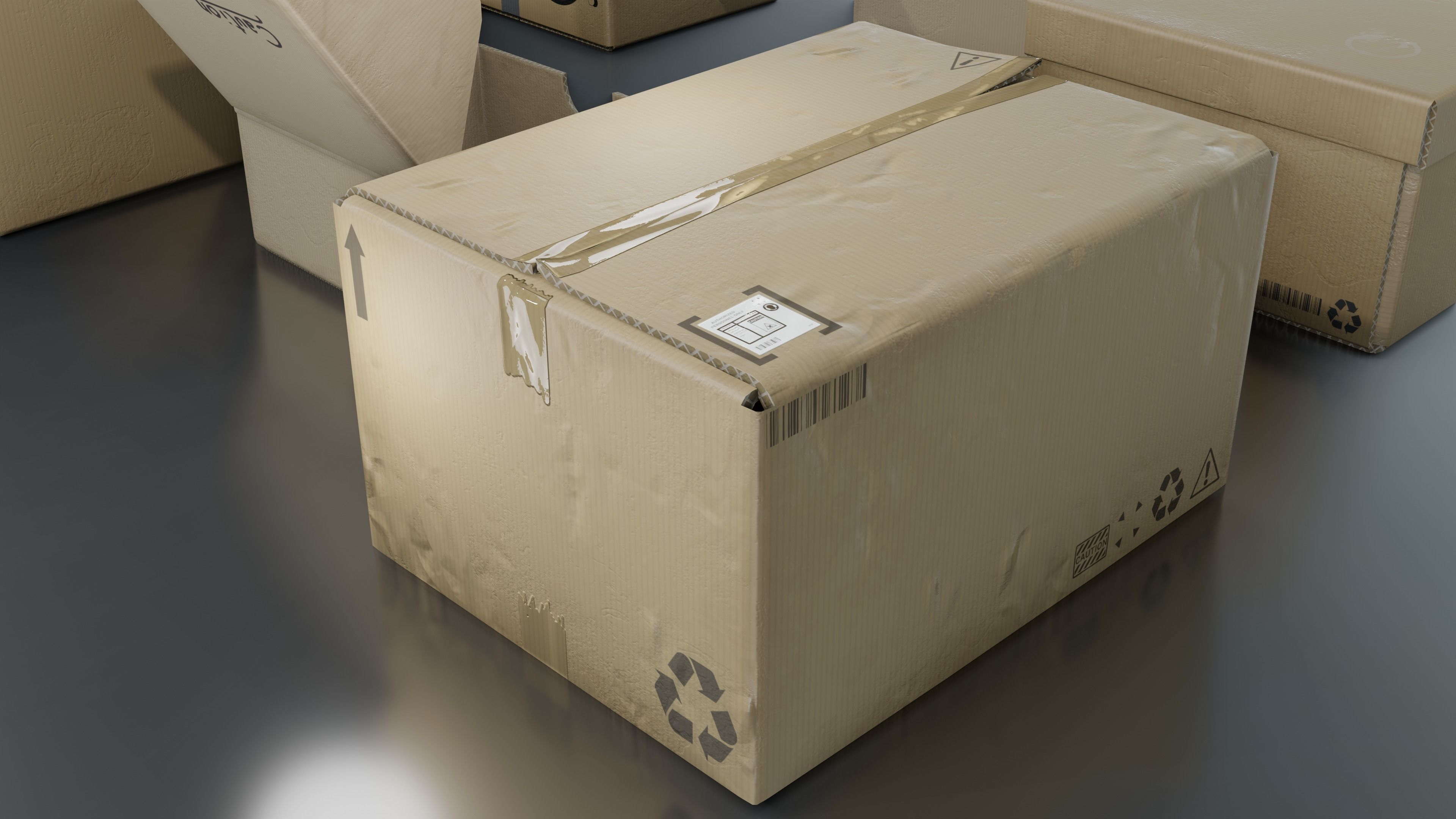 Cardboard Box pack  Low-poly 3D model_16