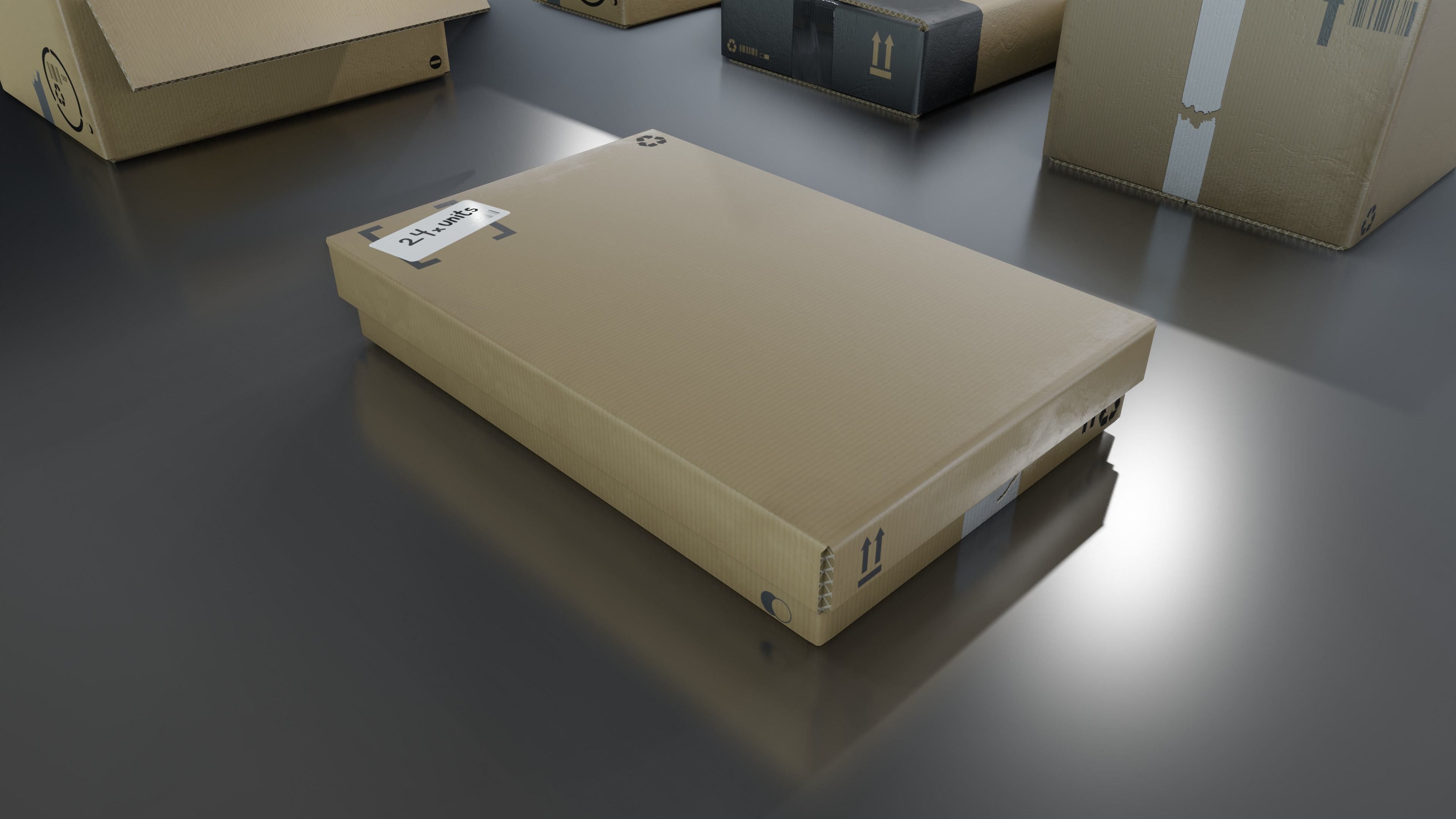 Cardboard Box pack  Low-poly 3D model_5