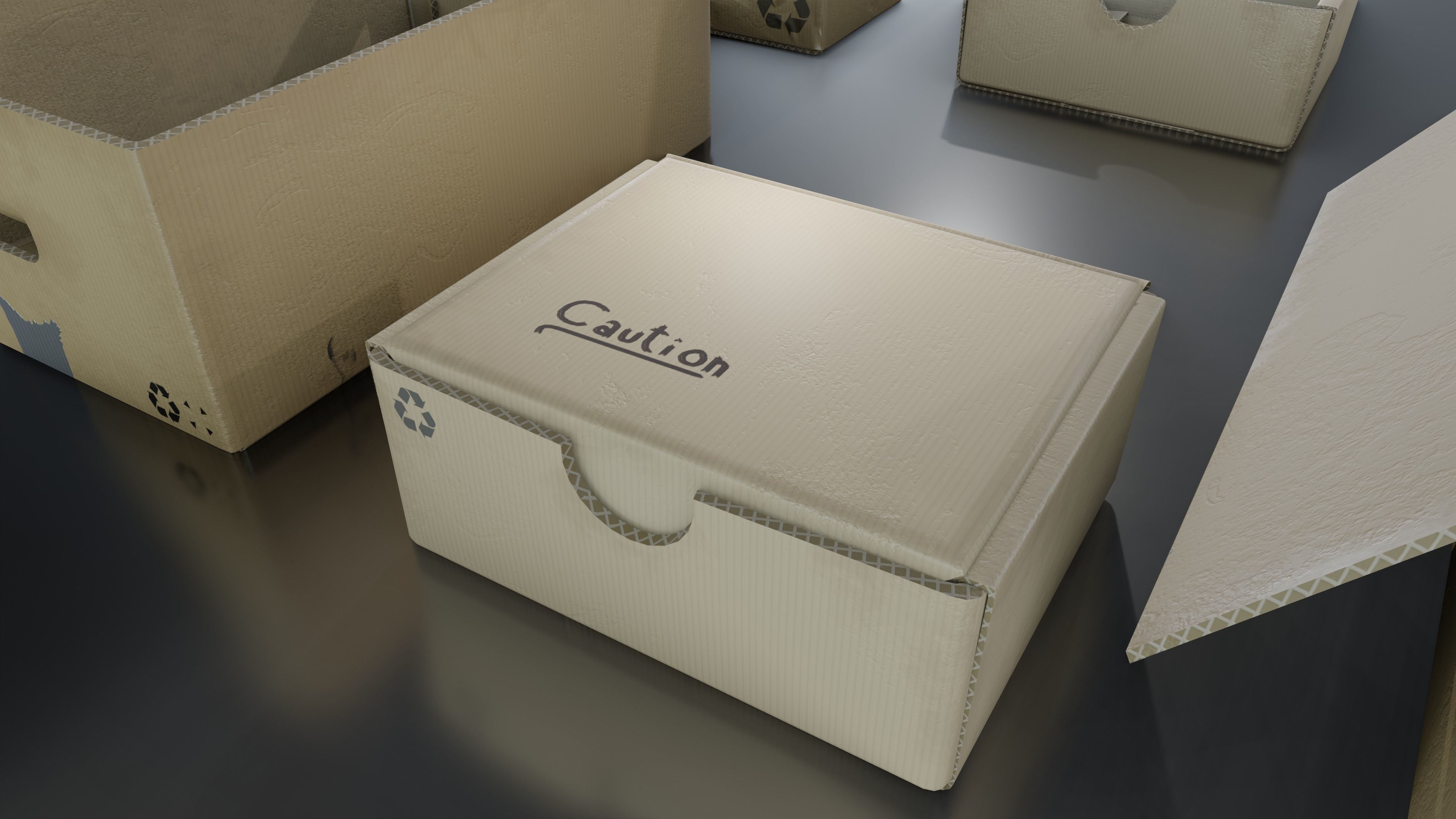 Cardboard Box pack  Low-poly 3D model_9