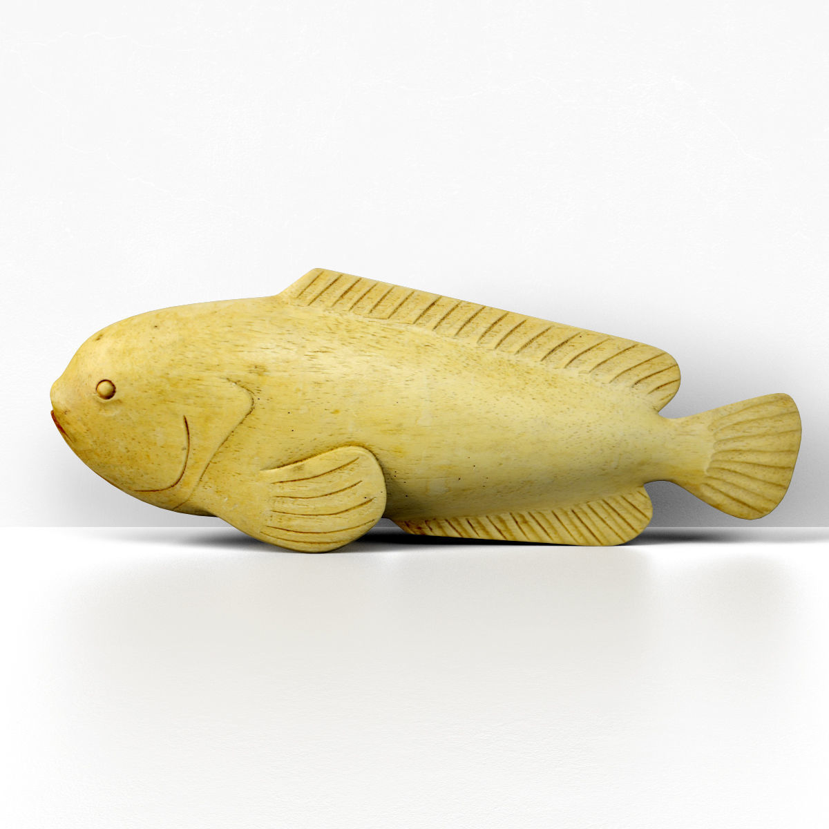 Hand Carved Wood Dolphin Fish 3D model_1
