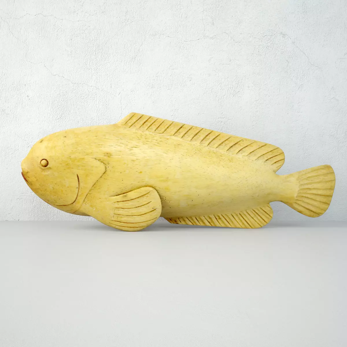 Hand Carved Wood Dolphin Fish 3D model_0