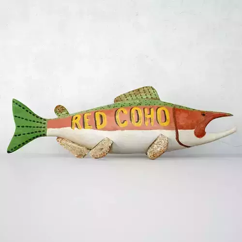 Red Coho Salmon Fish Trade Sign