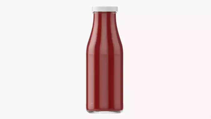 Barbecue sauce in glass bottle 02 3D model