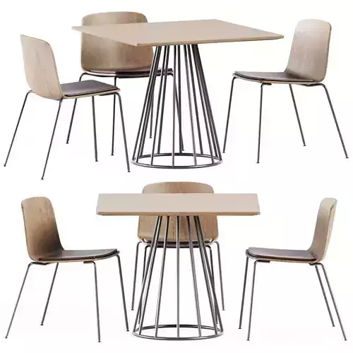 Illa Square Table by Bivaq and Chair Rama by Kristalia