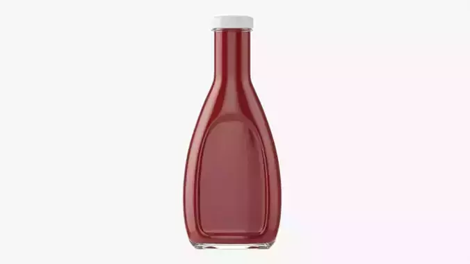 Barbecue sauce in glass bottle 04 3D model