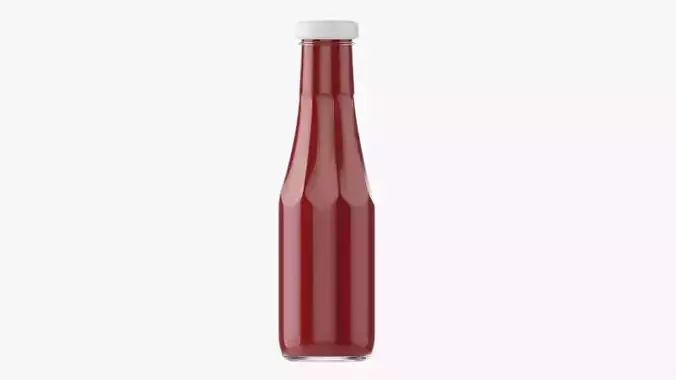 Barbecue sauce in glass bottle 07 3D model
