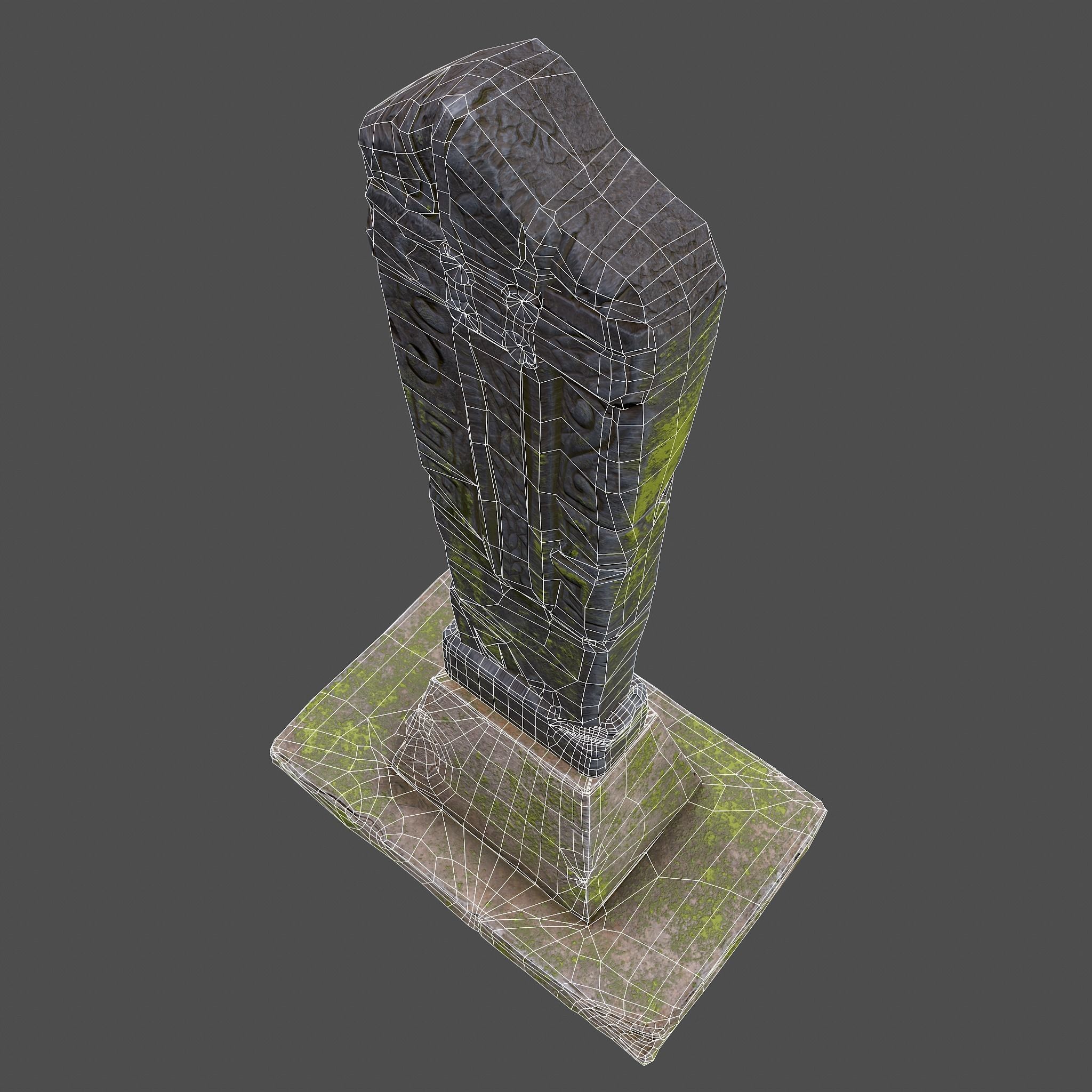 Mossy Grave Stones Low-poly 3D model_26