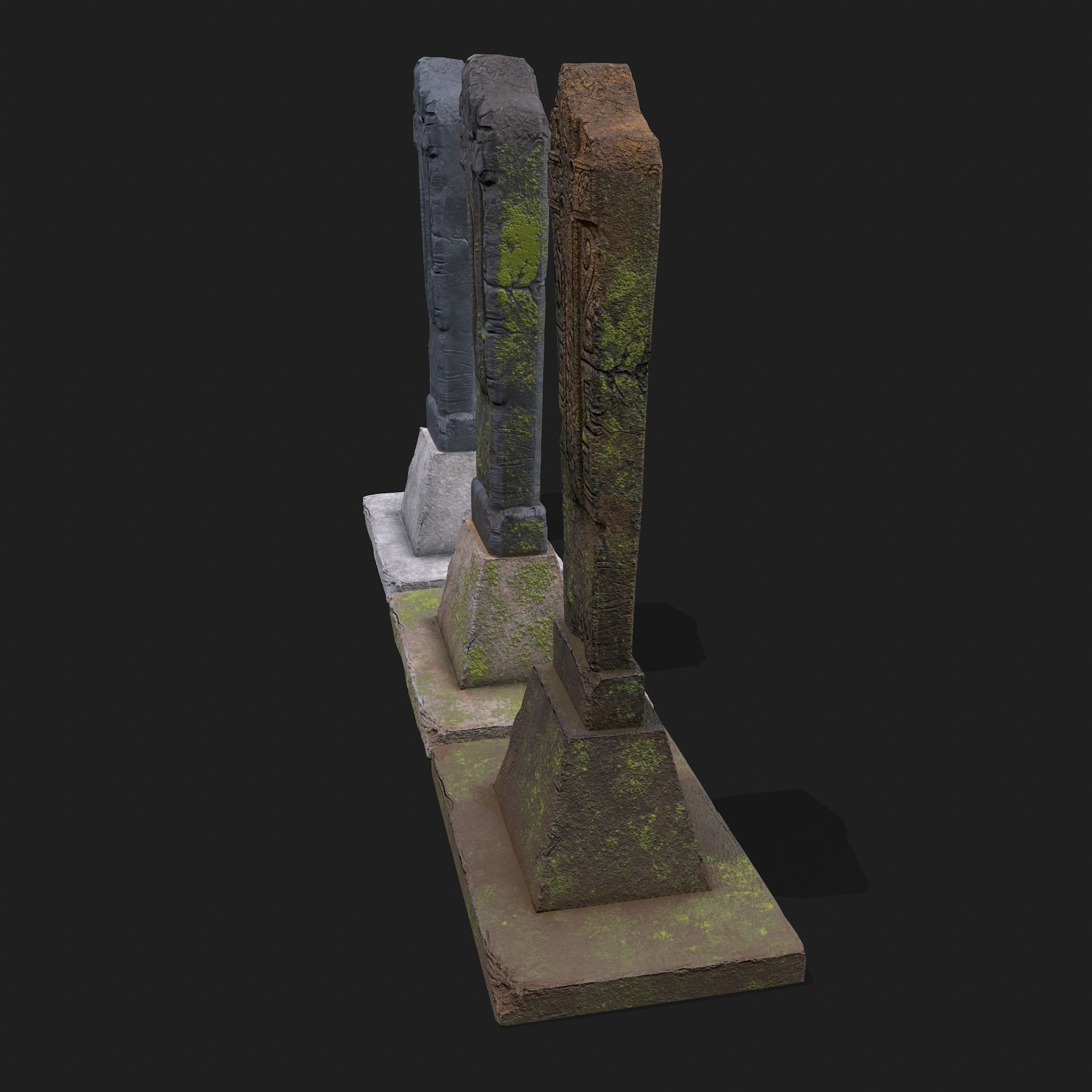 Mossy Grave Stones Low-poly 3D model_8