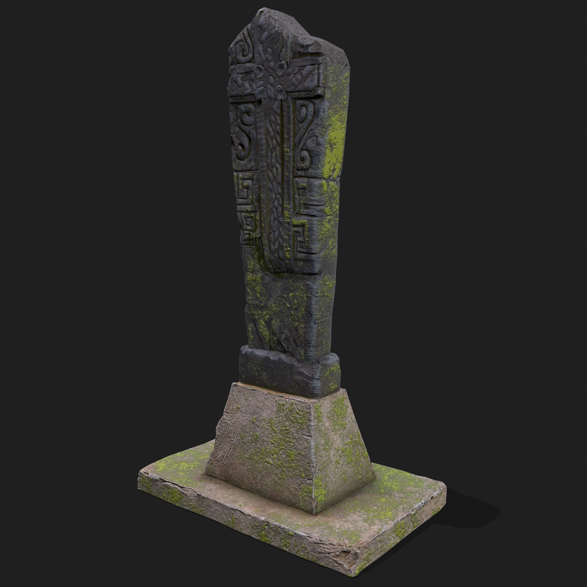 Mossy Grave Stones Low-poly 3D model_16