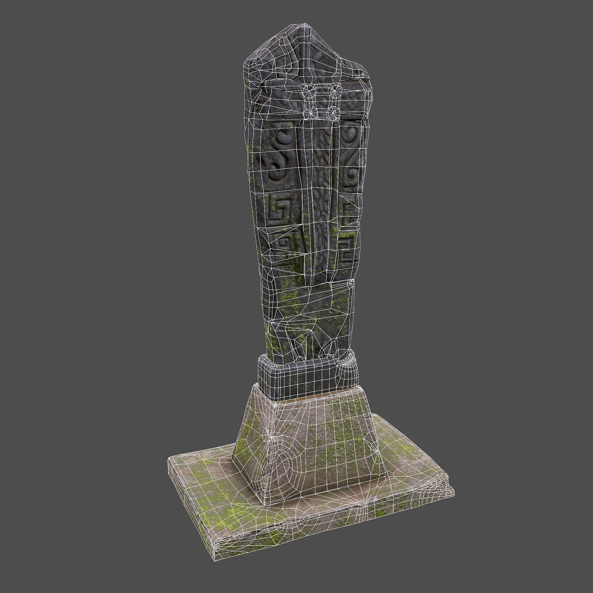 Mossy Grave Stones Low-poly 3D model_31