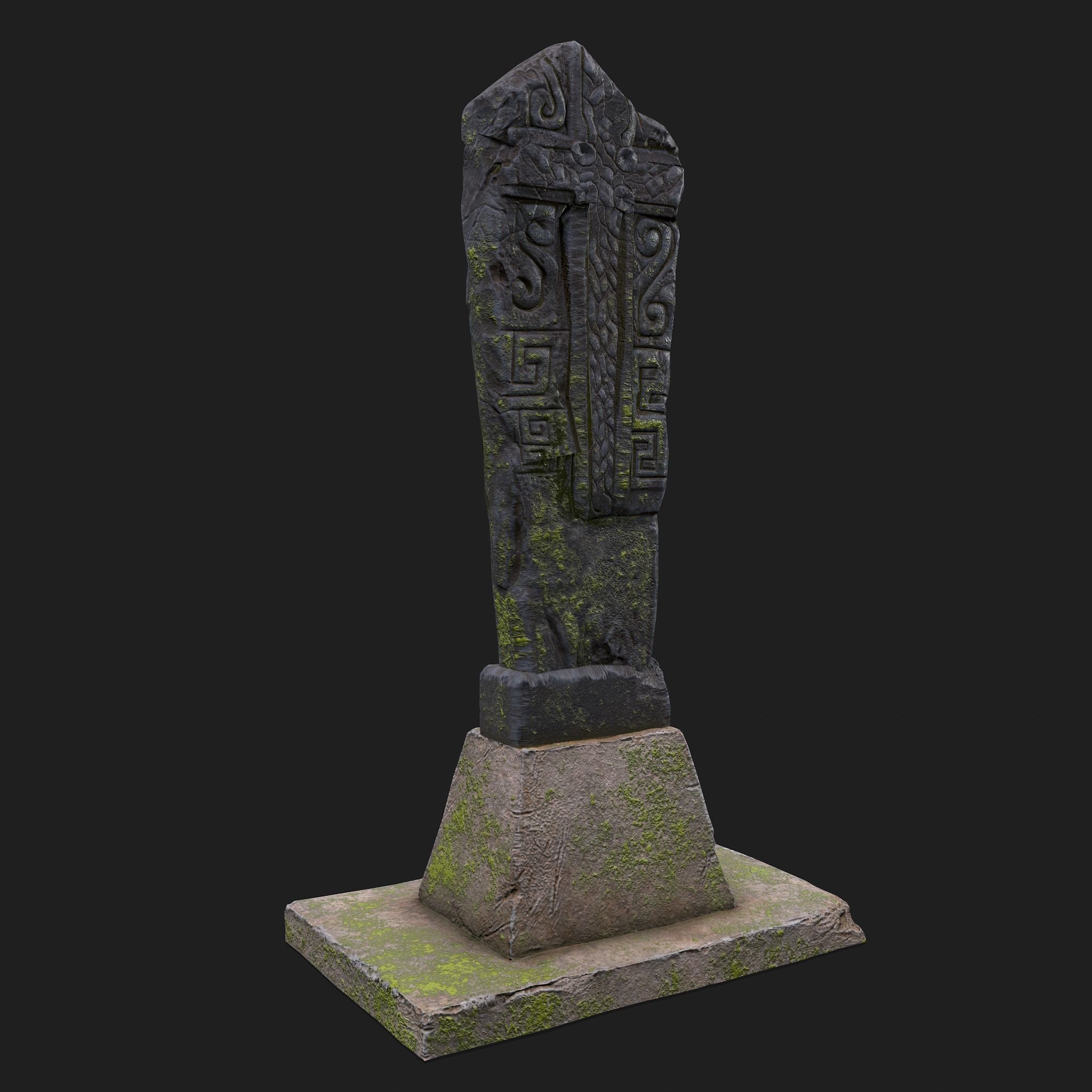 Mossy Grave Stones Low-poly 3D model_21